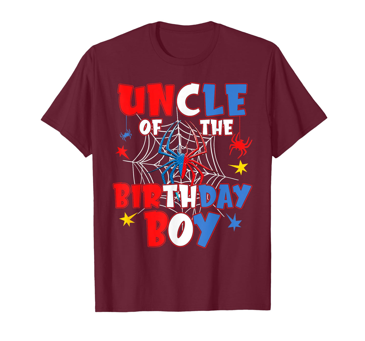 Uncle Of The Birthday Boy Shirt Matching Family Spider Web T-Shirt