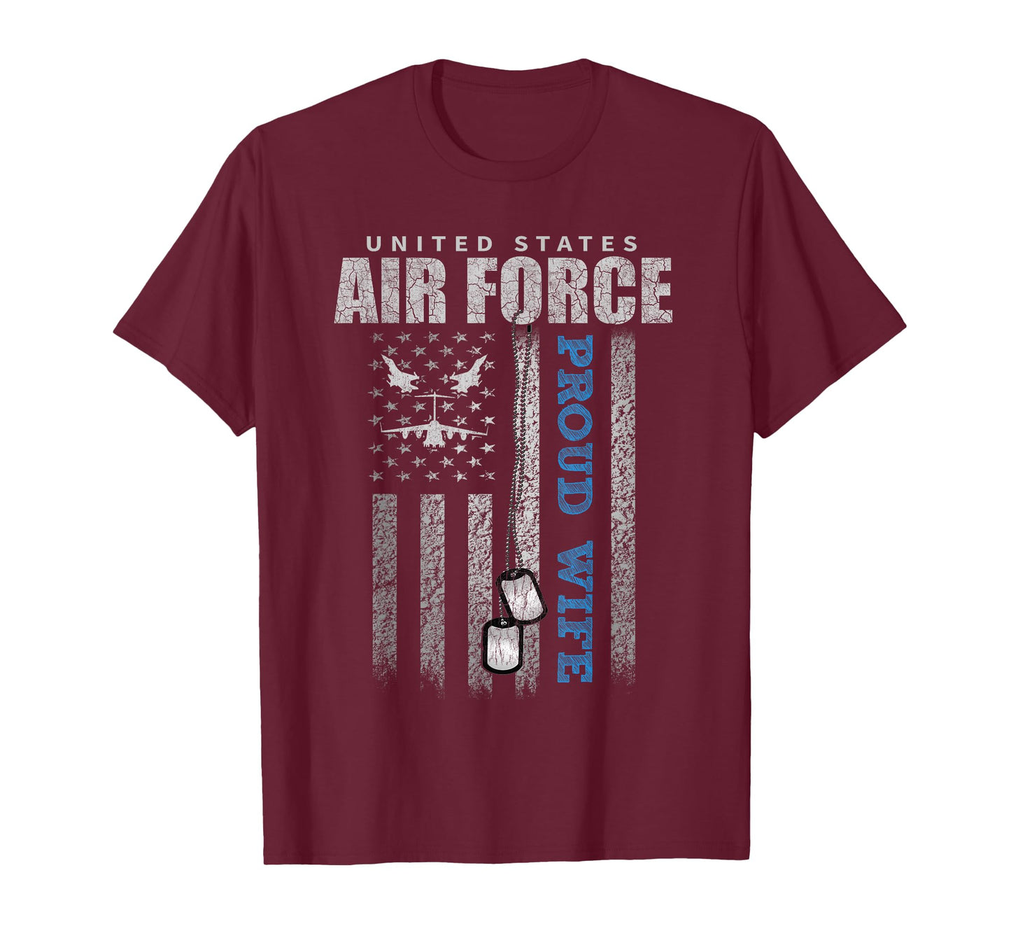 Proud Air Force Wife USA Flag T-Shirt