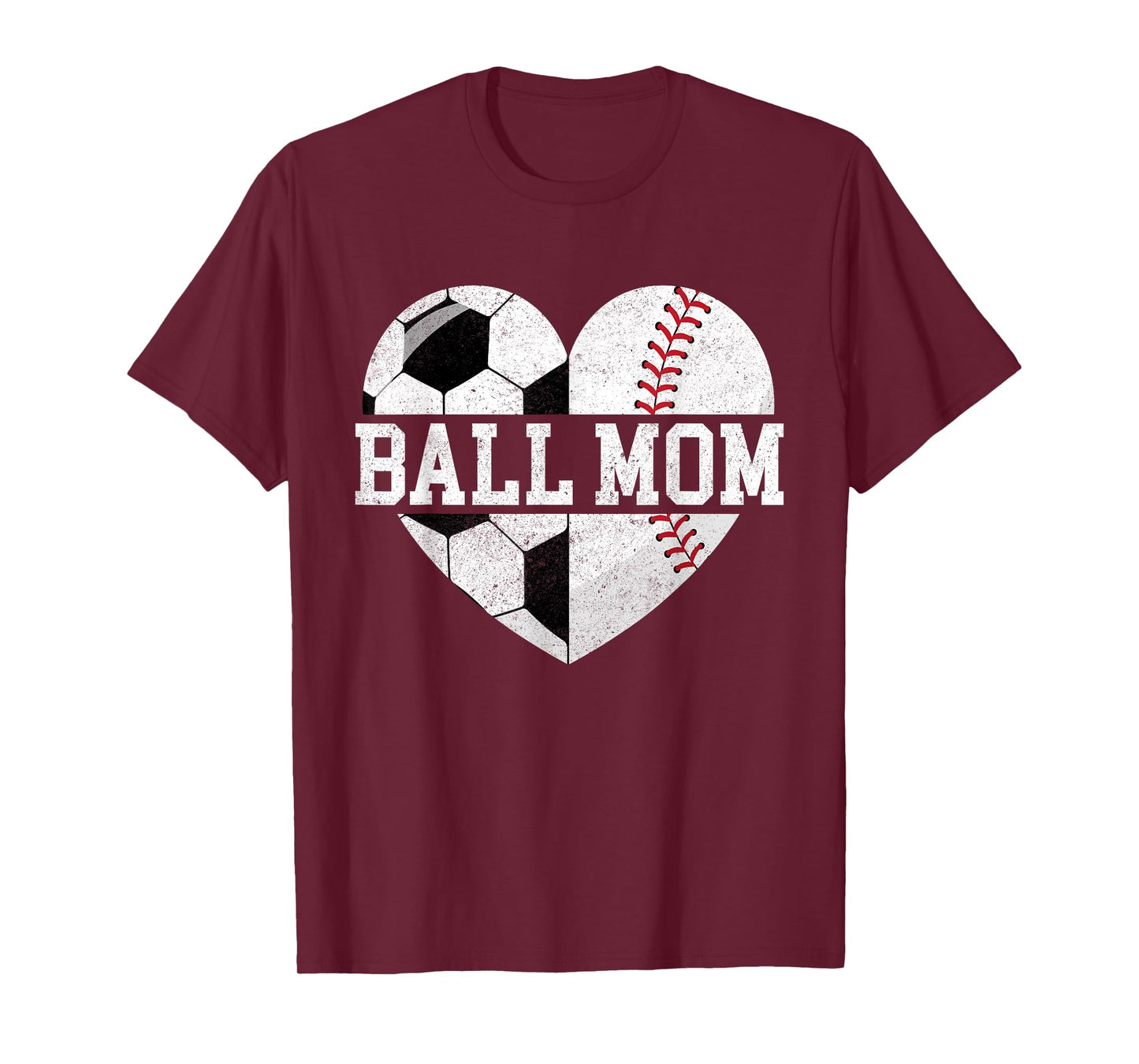Ball Mom Shirt Heart Funny Baseball Soccer Mom T-Shirt