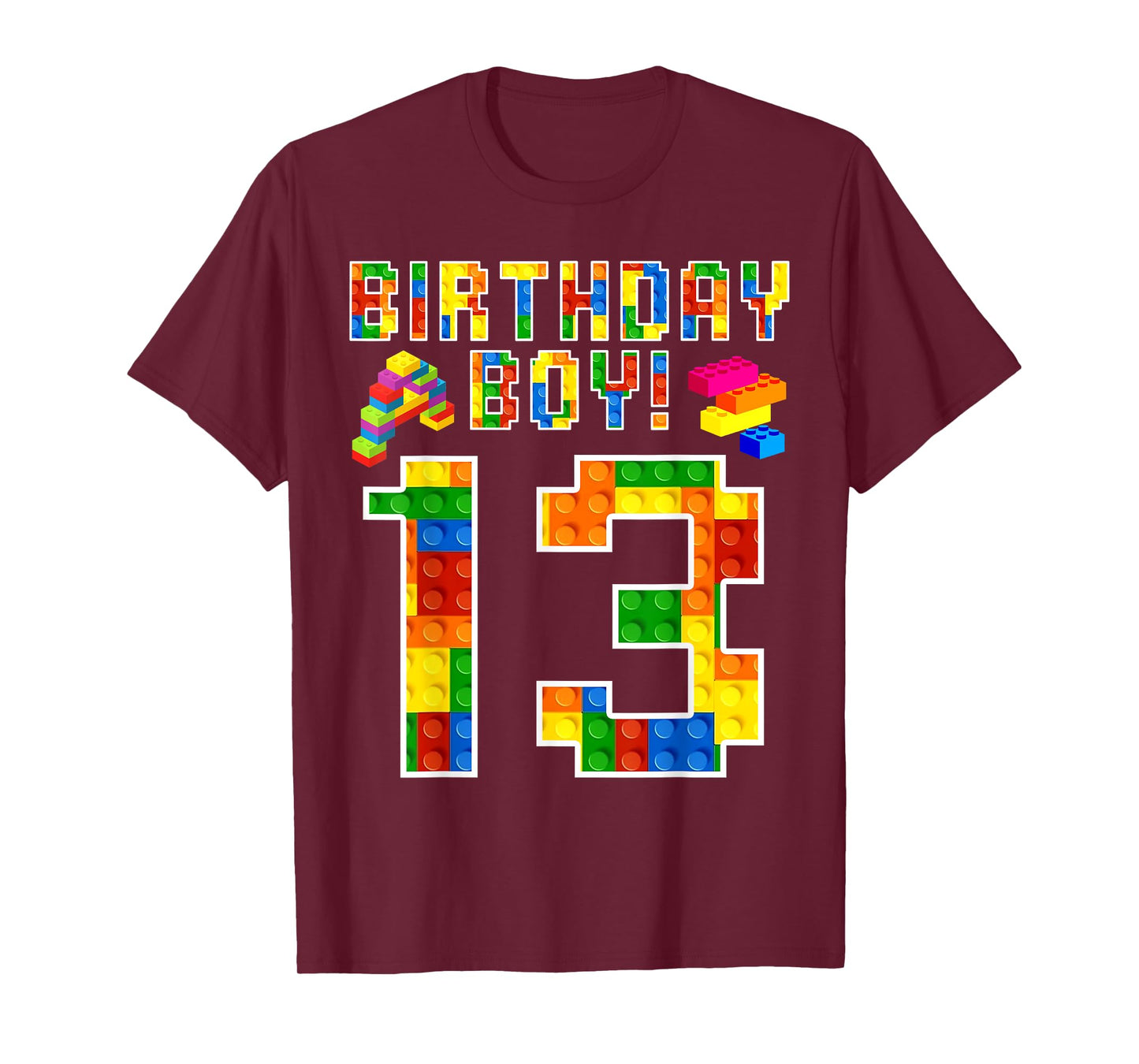 Perfect 13th Birthday 13 Years Old Block Building Boy Kids T-Shirt