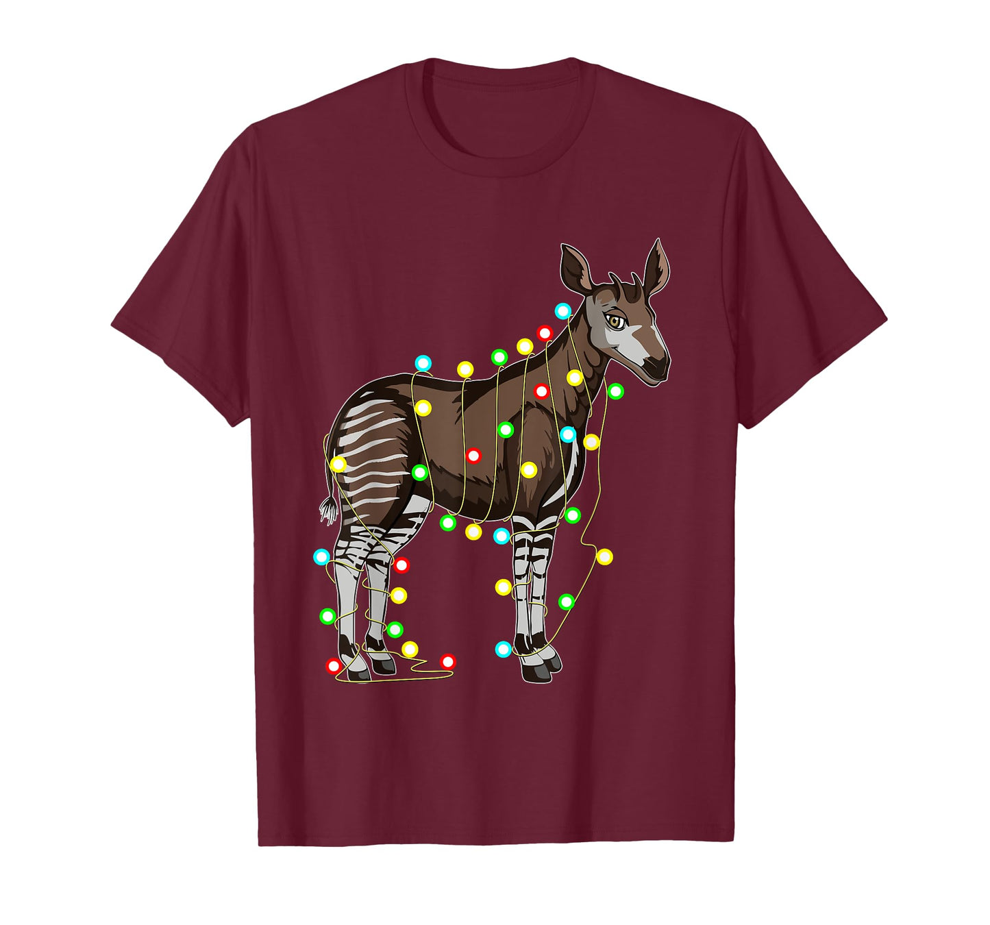Funny Christmas Okapi Lover T-Shirt by Funny Christmas Okapi Gifts Tizy Apparel - Unisex-Adults and Kids - Black - Short Sleeve - Size Small