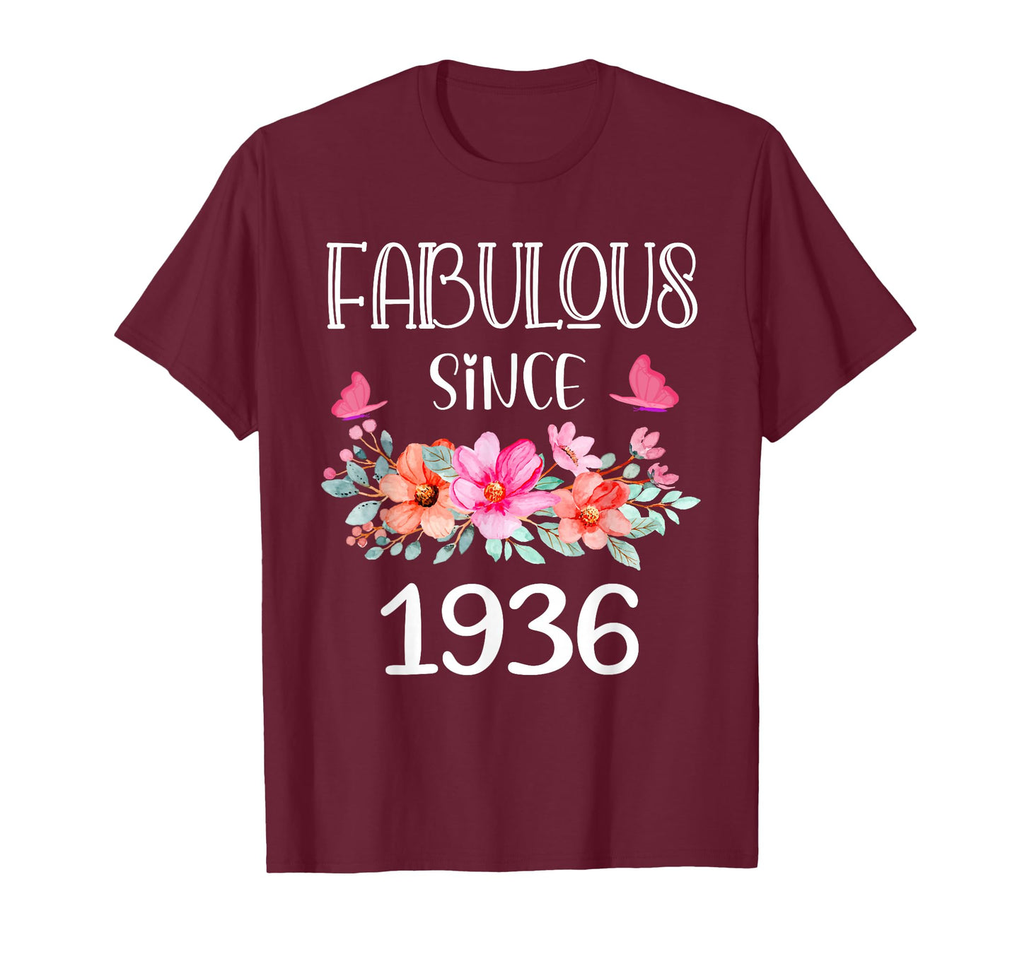 Fabulous Since 1936 Women 89 Years Old Floral 89th Birthday T-Shirt