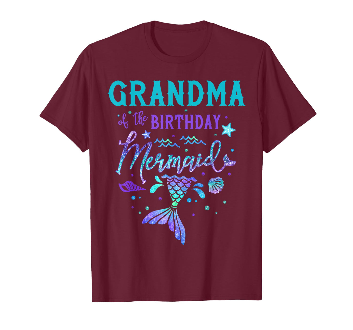 Grandma Of The Birthday Mermaid Theme Party Squad Security T-Shirt
