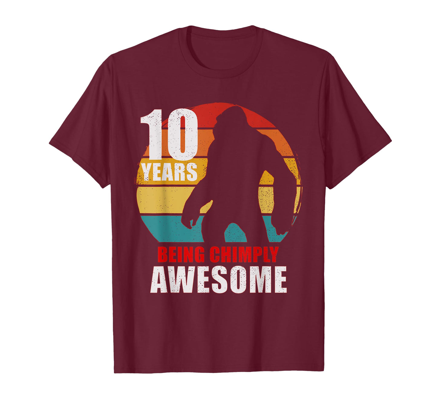 10 Years Old Being Chimply Awesome 10th Birthday Monkey T-Shirt