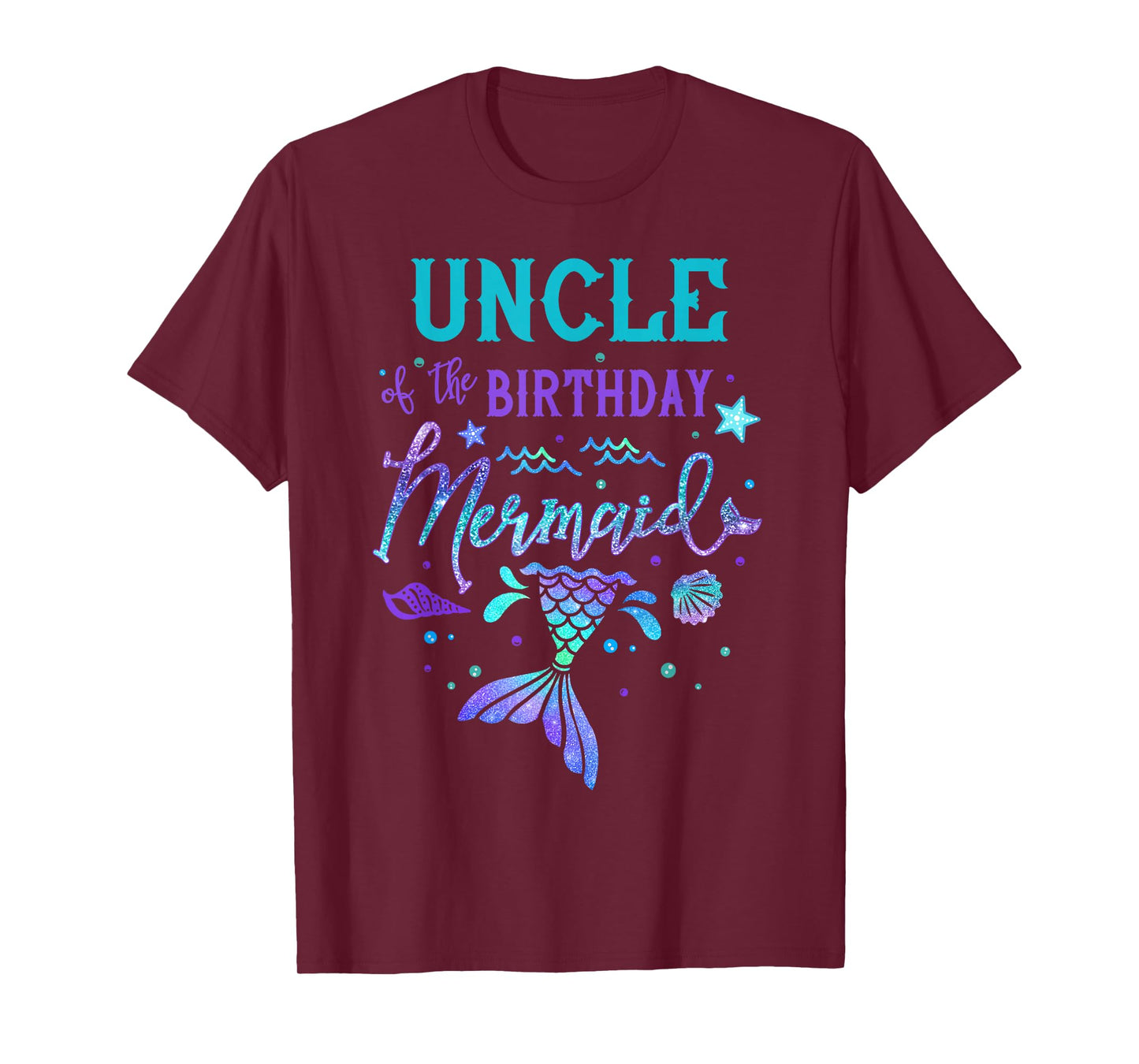 Uncle Of The Birthday Mermaid Theme Party Squad Security T-Shirt