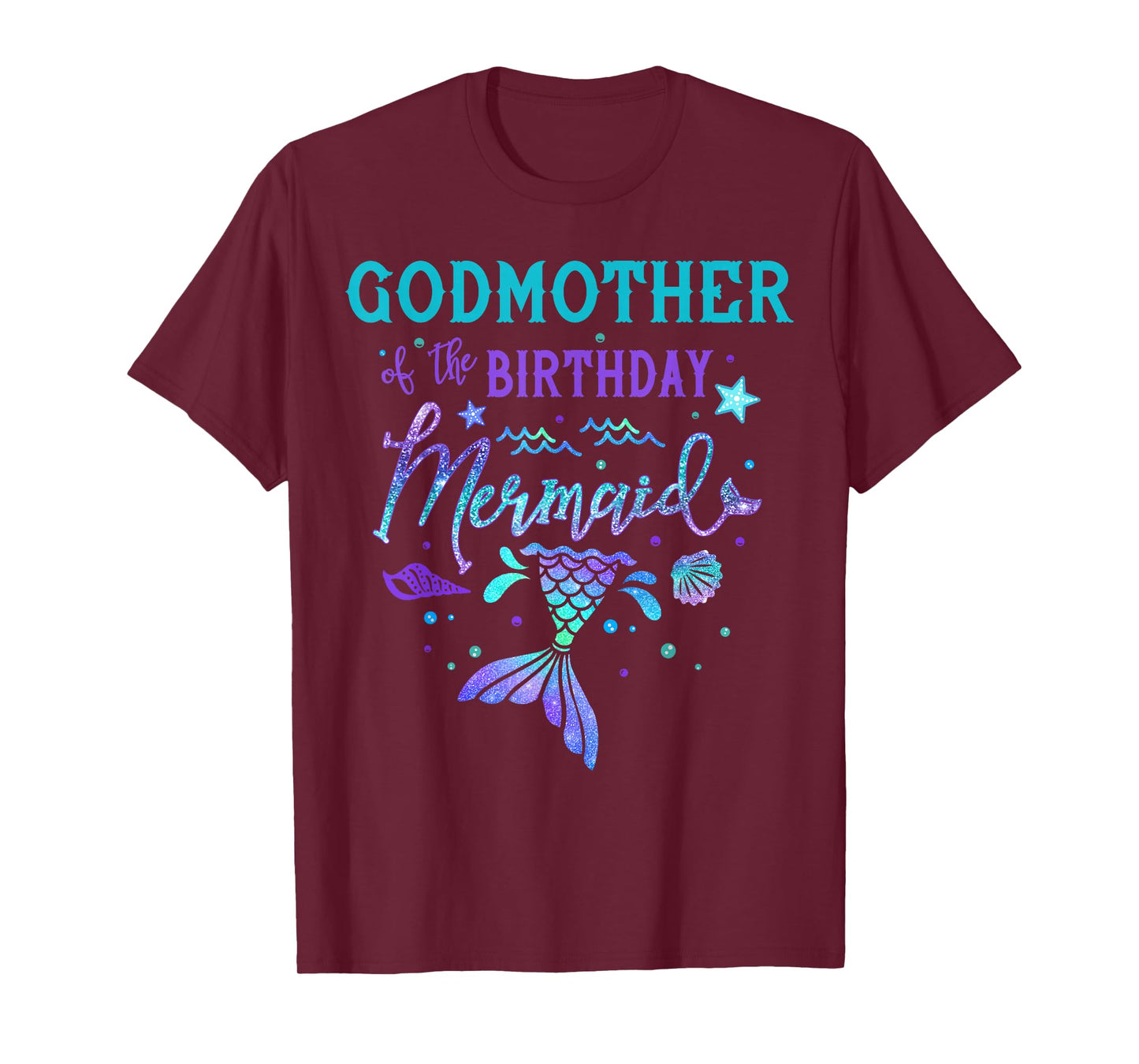 Godmother Of The Birthday Mermaid Theme Party Squad Security T-Shirt