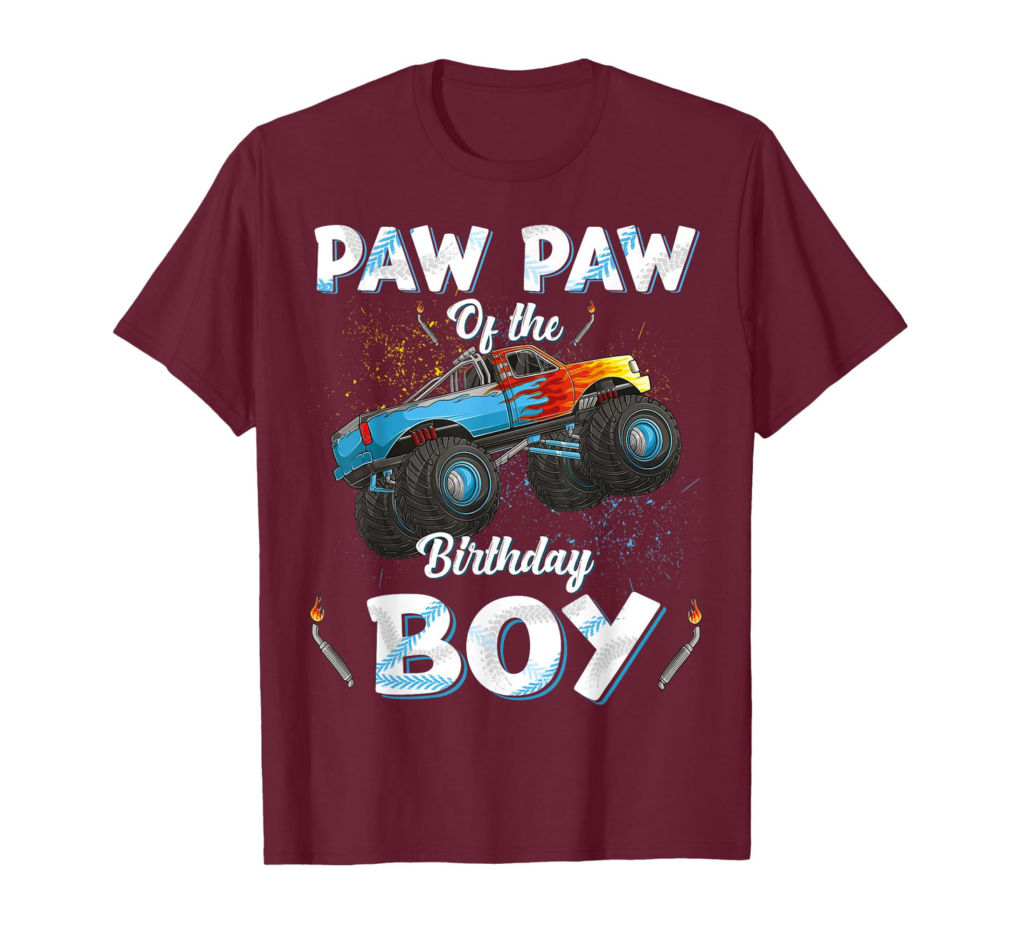 Paw Paw Of The Birthday Boy Monster Truck Bday Men Grandpa T-Shirt