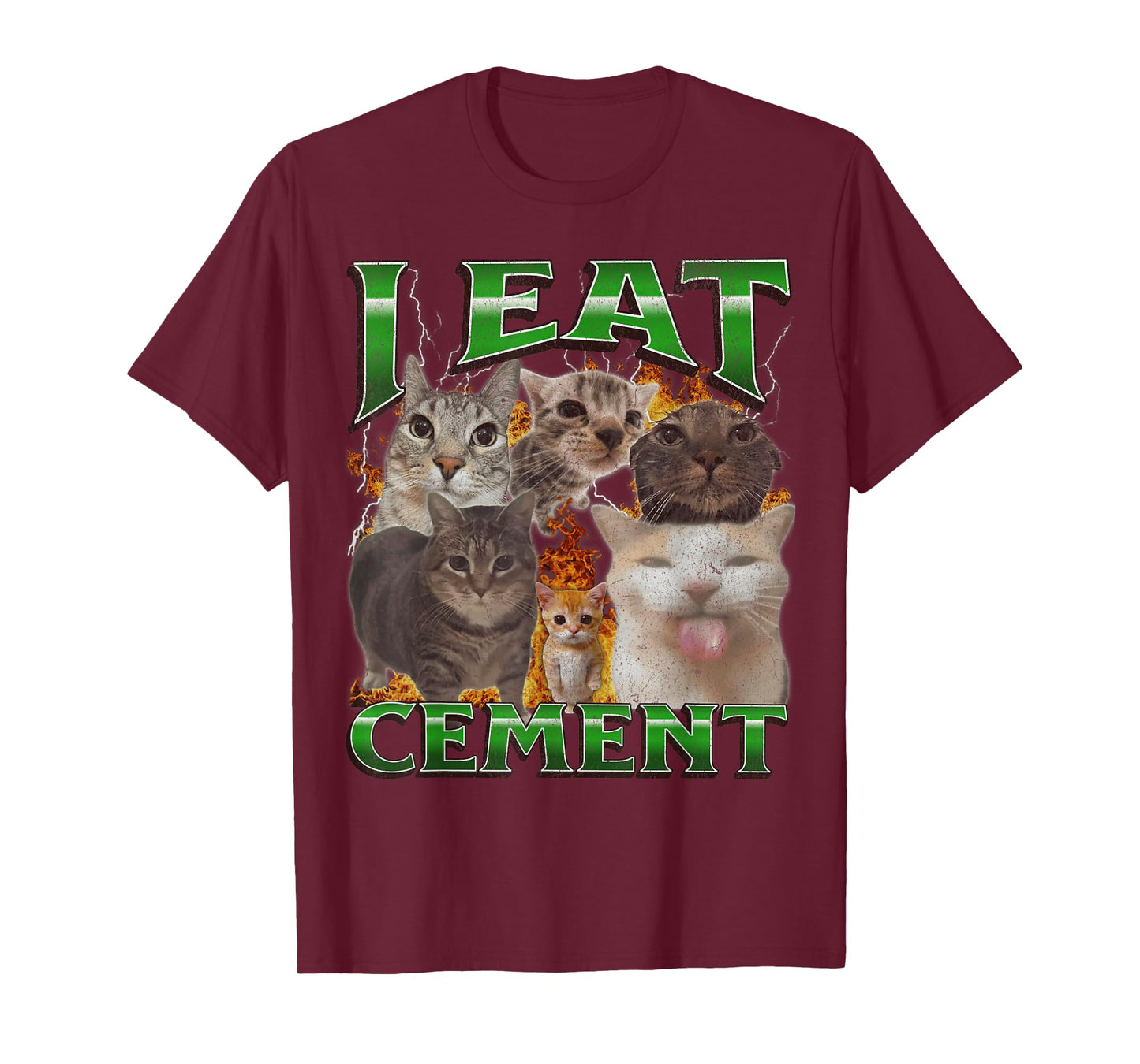 I Eat Cement Funny Cat Meme Bootleg Graphic T-Shirt