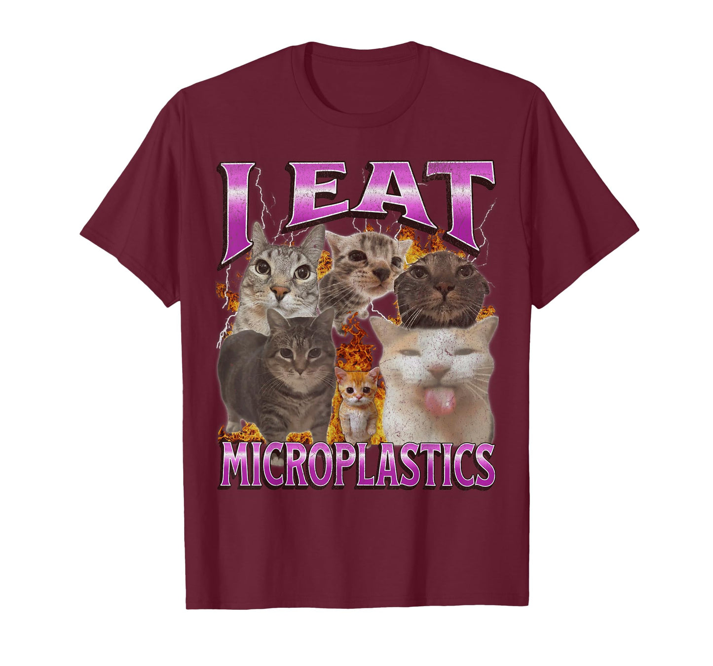 I Eat Microplastics Funny Cat Meme Bootleg Graphic Men Women T-Shirt