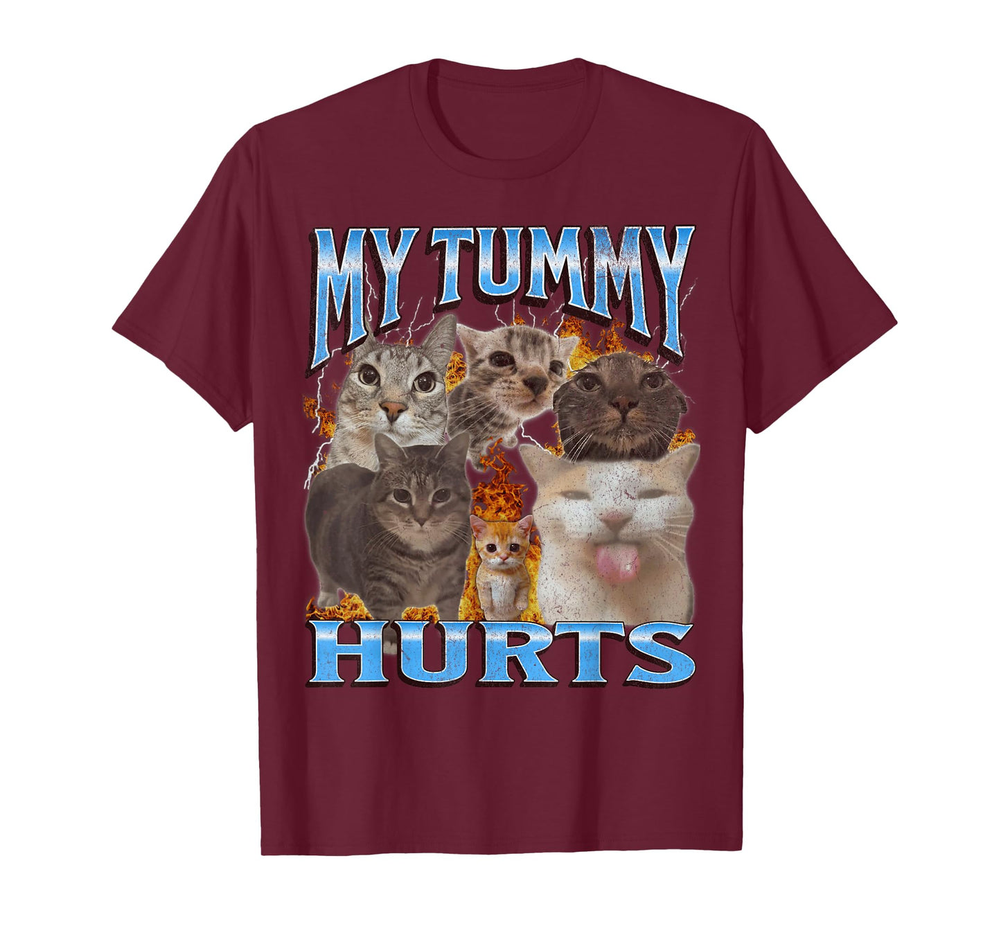 My Tummy Hurts Funny Cat Meme Bootleg Graphic T-Shirt