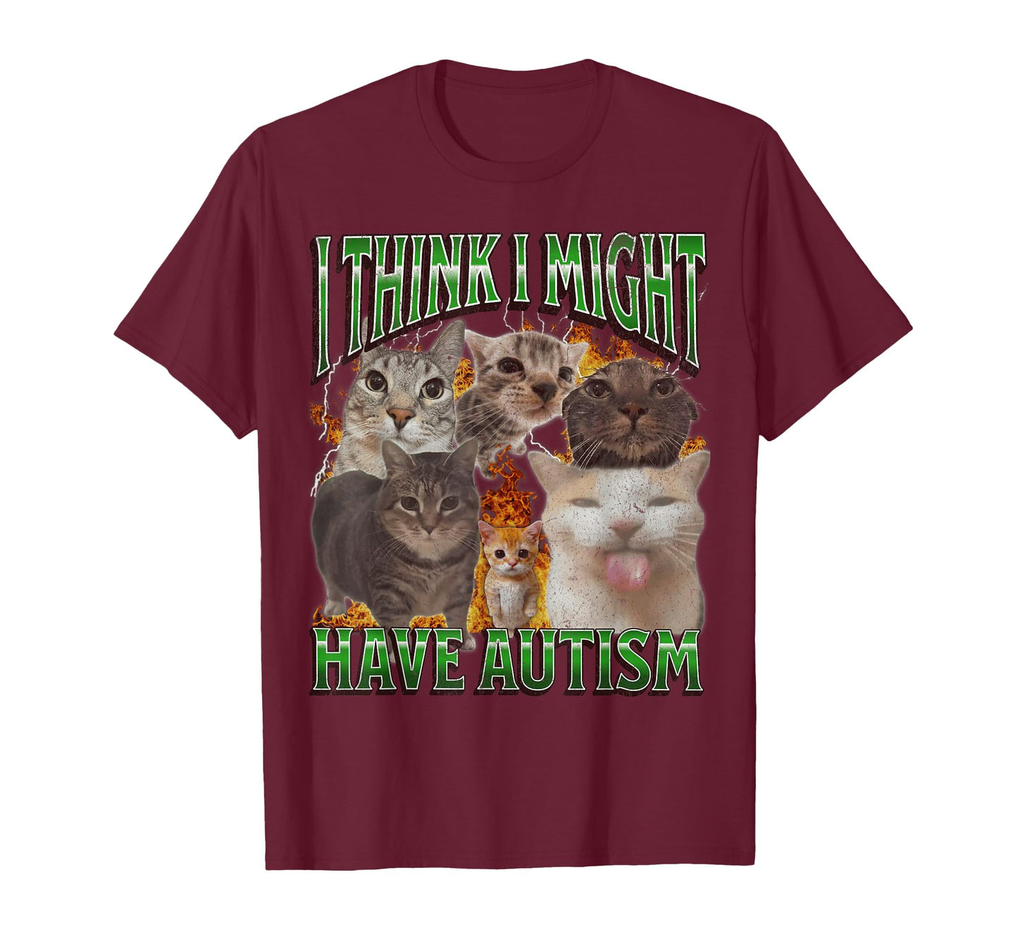 I Think I Might Have Autism Funny Cat Meme Bootleg Graphic T-Shirt for Men Women