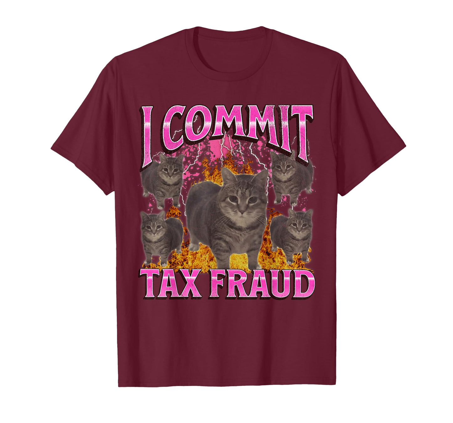 I Commit Tax Fraud Funny Oia Oia Cat Meme Bootleg Graphic T-Shirt