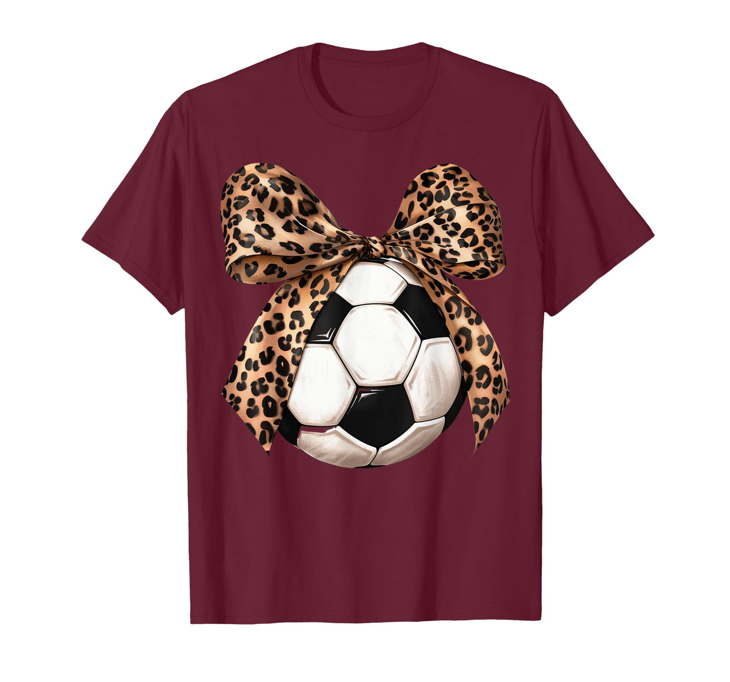 Girls Soccer Coquette Bow Leopard Cheetah Print Daughter T-Shirt