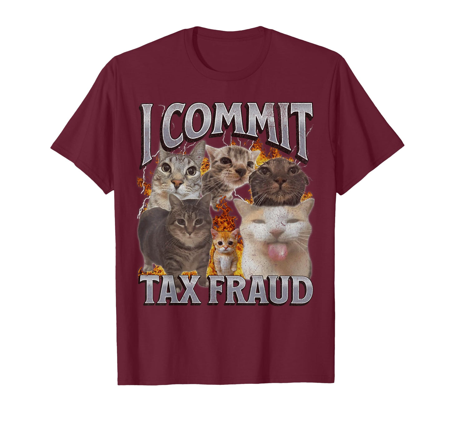 I Commit Tax Fraud Funny Cat Meme Bootleg Graphic T-Shirt for Men Women