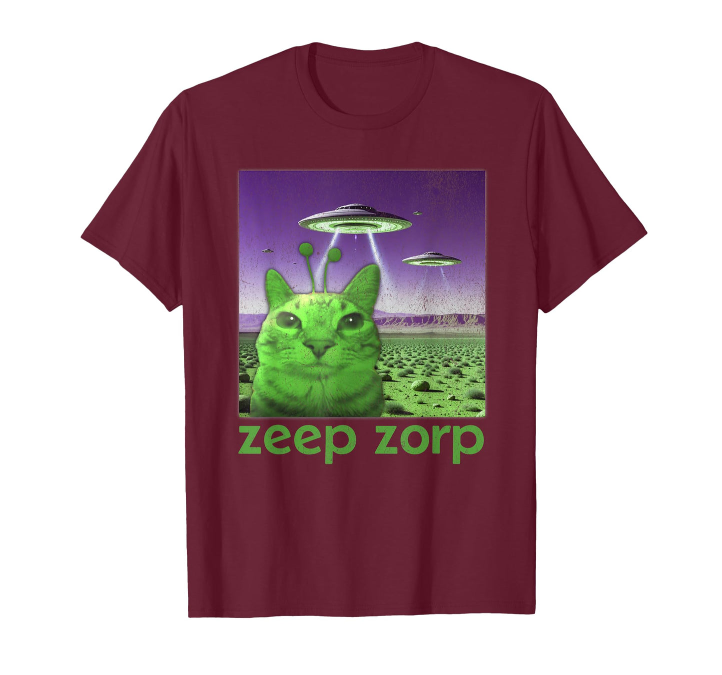 Funny Alien Cat Meme Graphic T-Shirt