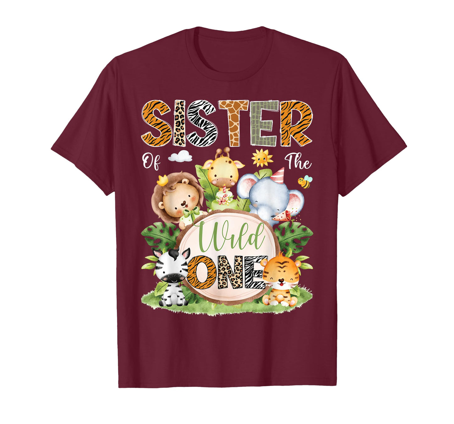 Sister Of The Wild One 1St Birthday Kids Safari Jungle T-Shirt