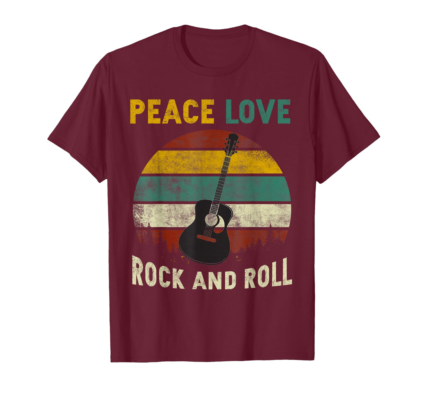 Peace Love Rock and Roll Guitar Player Guitarist Vintage T-Shirt
