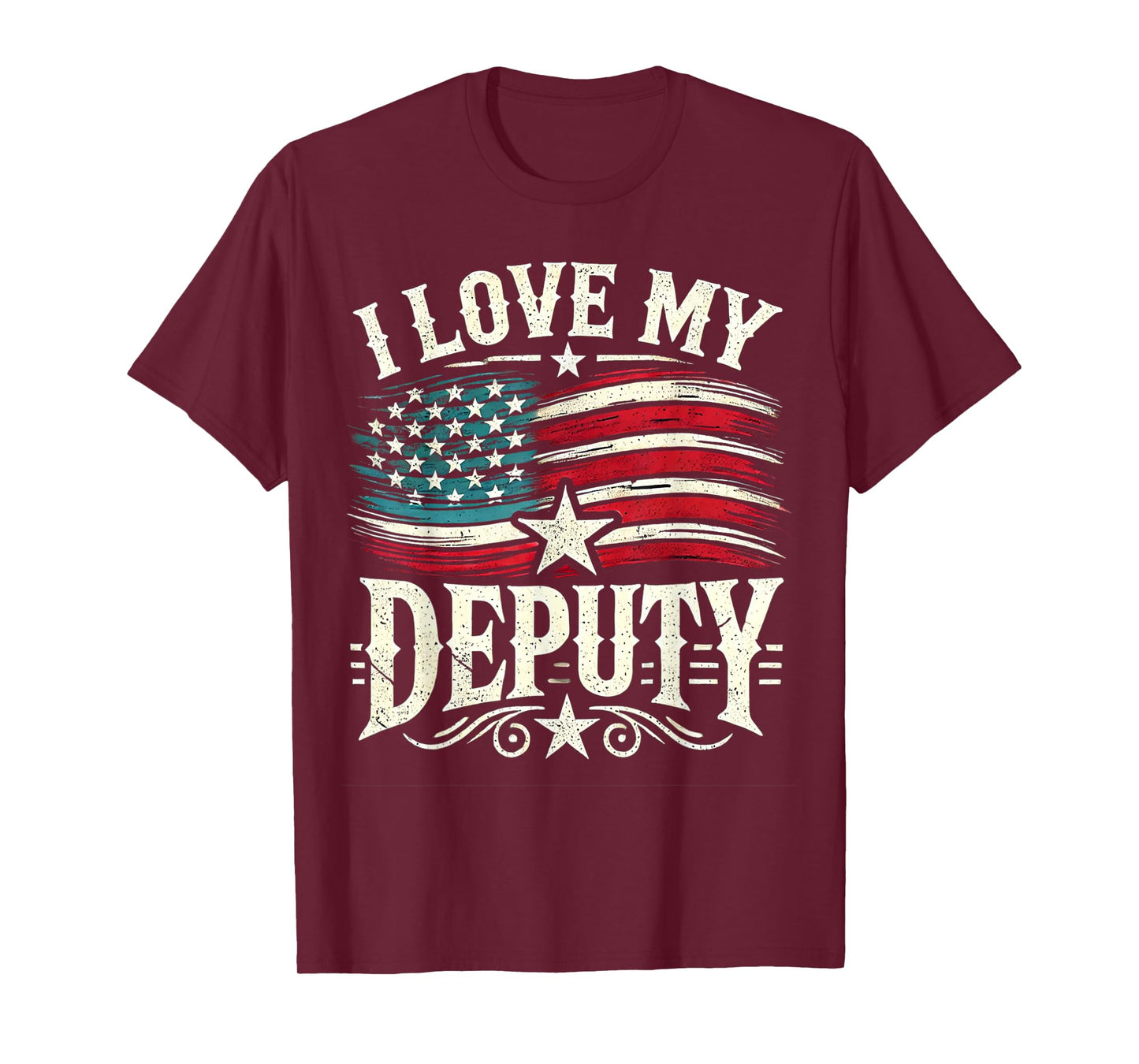 I Love My Deputy. Wife Deputy Sheriff Design. Patriotic USA. T-Shirt