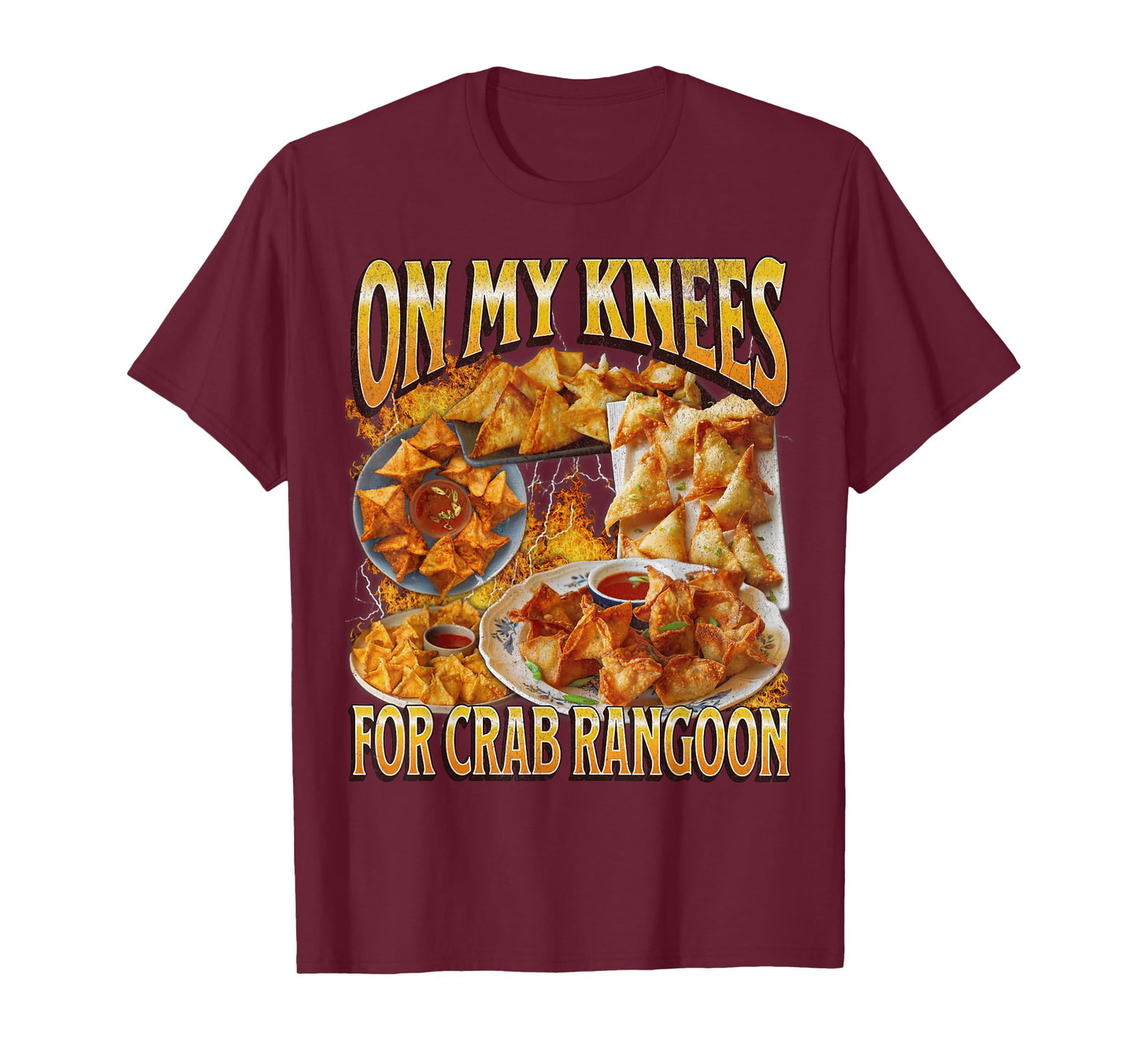 On My Knees Funny Crab Rangoon Meme Bootleg Graphic T-Shirt