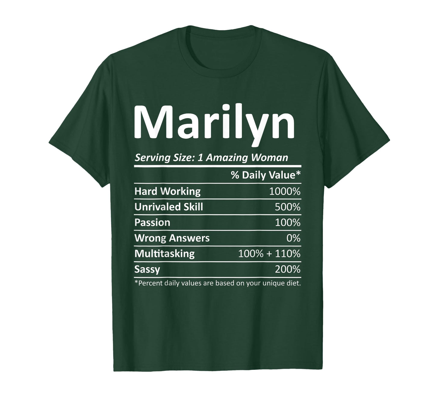 MARILYN Nutrition Personalized Name Funny Christmas Gift T-Shirt