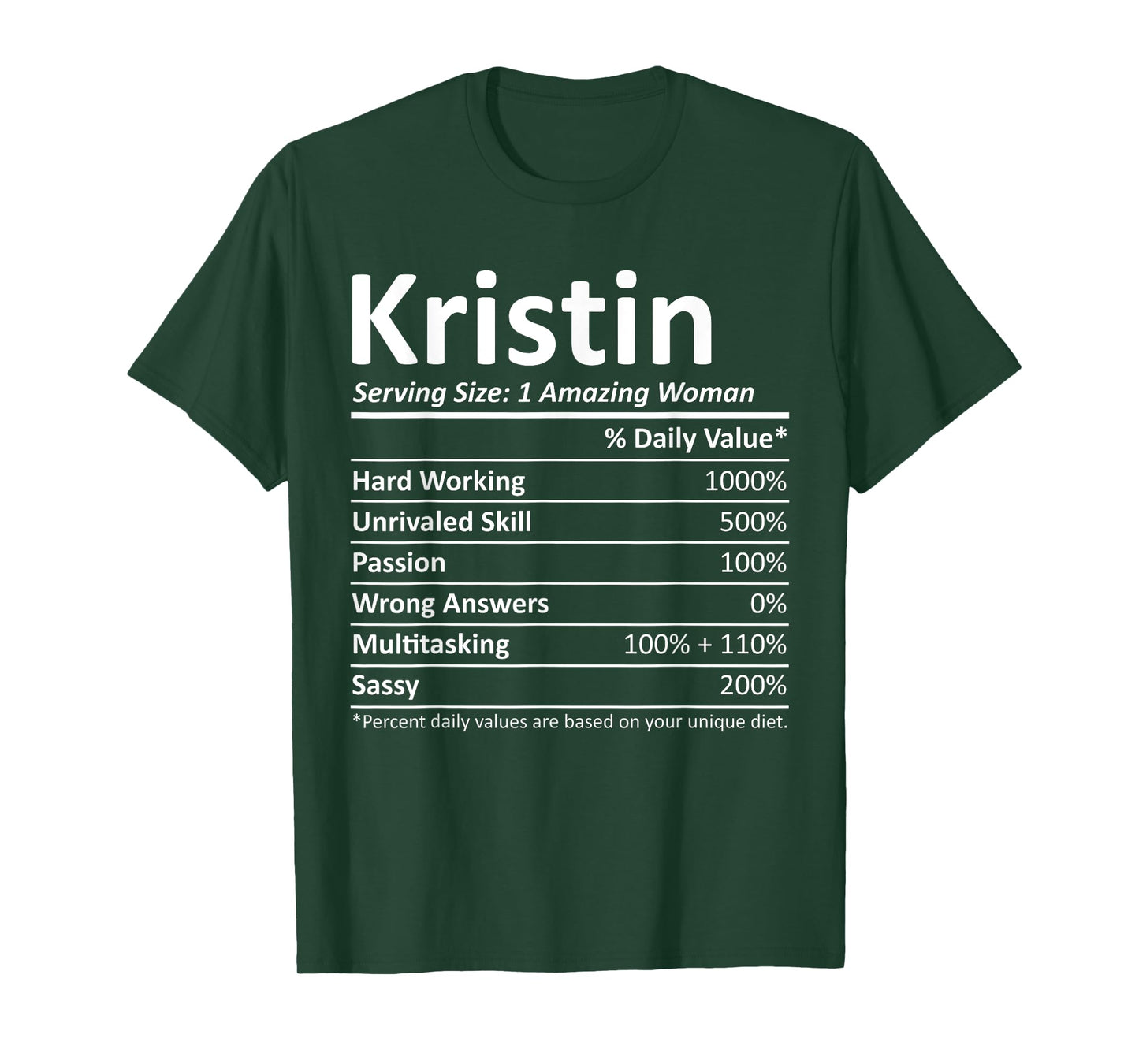 KRISTIN Nutrition Personalized Name Funny Christmas Gift T-Shirt