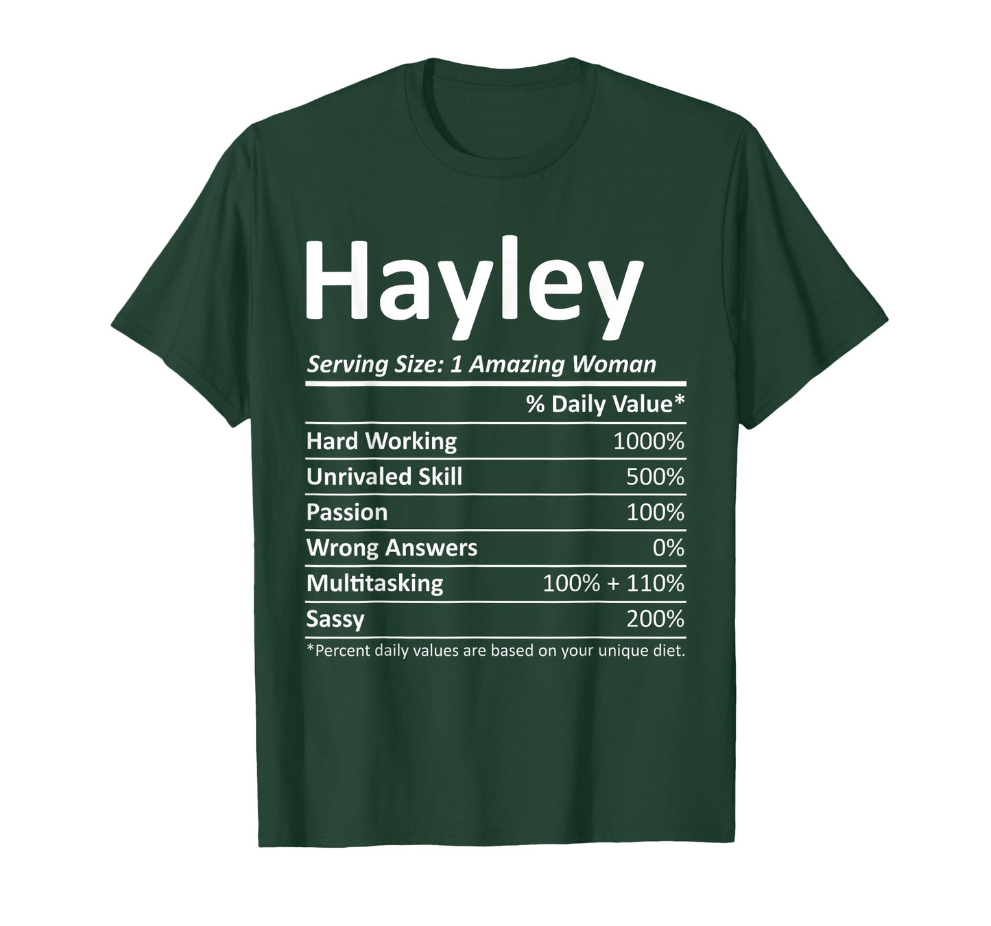 HAYLEY Nutrition Personalized Name Funny Christmas Idea T-Shirt