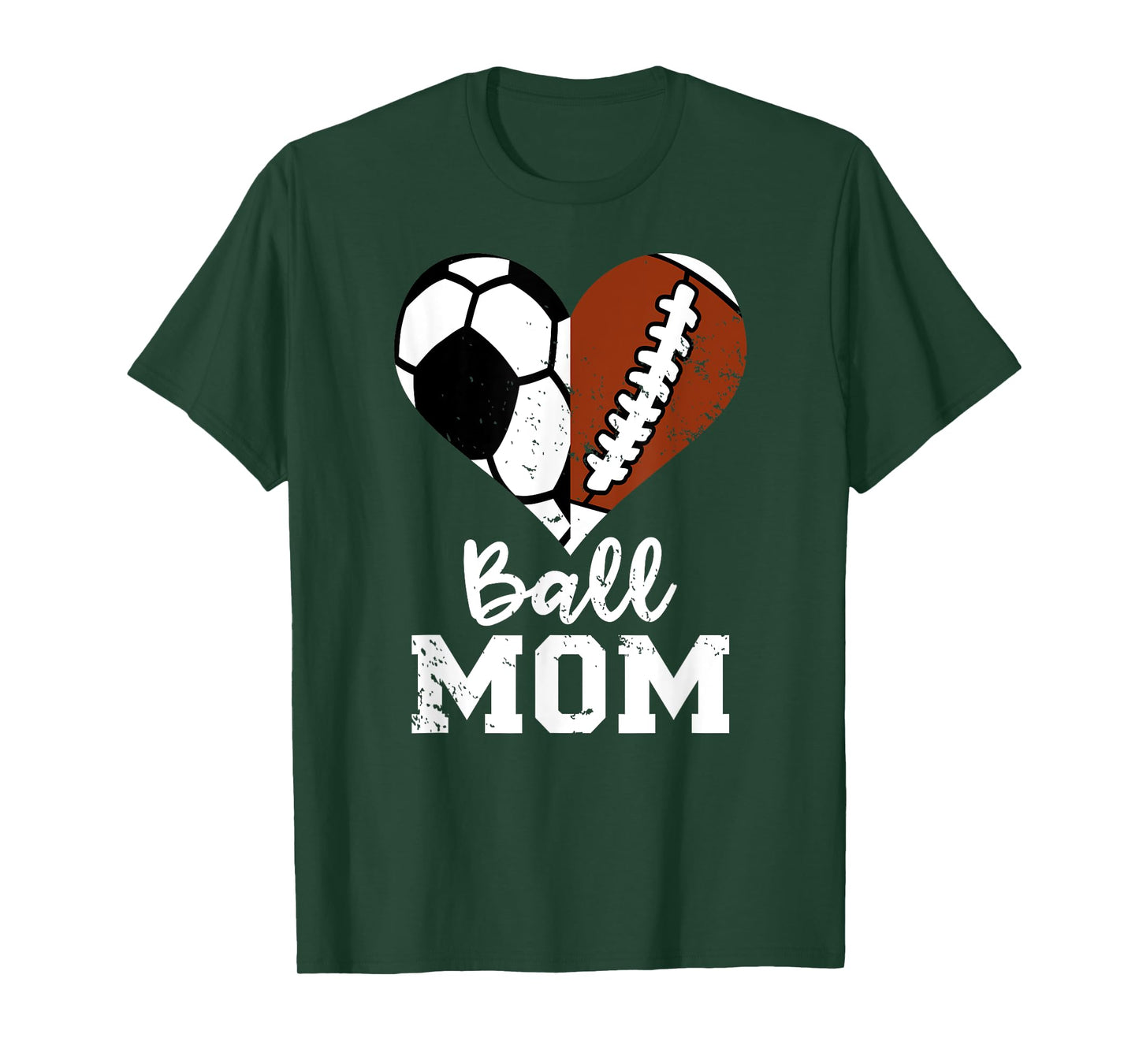 Ball Mom Heart Funny Football Soccer Mom T-Shirt