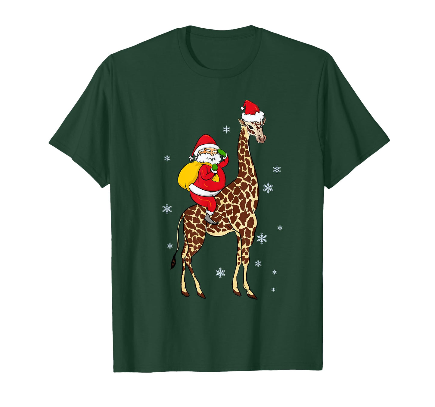 Funny Santa Giraffe Christmas Pajama Gift For Men Women Kids T-Shirt