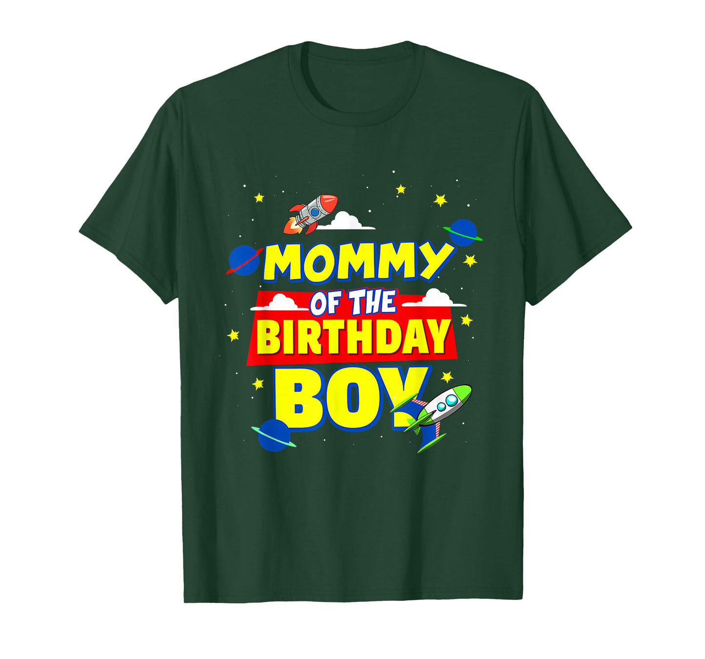 Mommy Of The Birthday Astronaut Boy Outer Space Theme Party T-Shirt