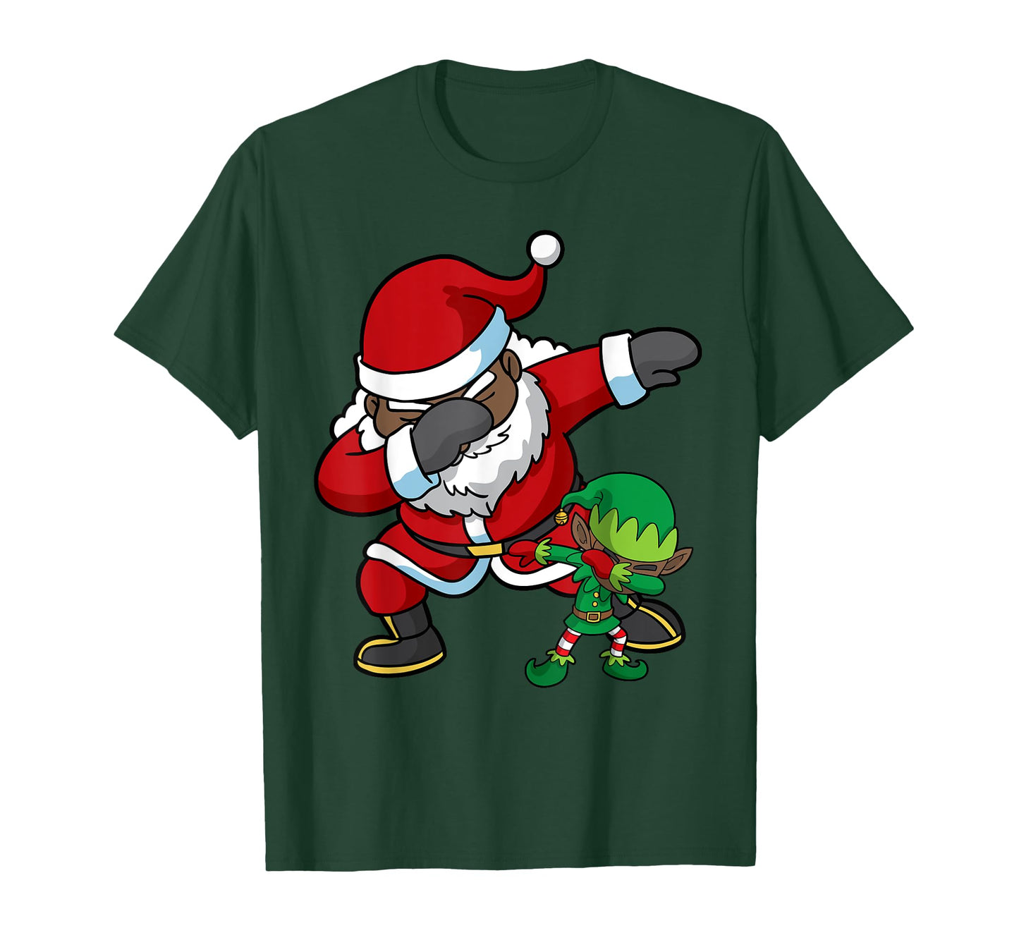 Christmas African American Dabbing Santa Claus Elf Dab Gift T-Shirt
