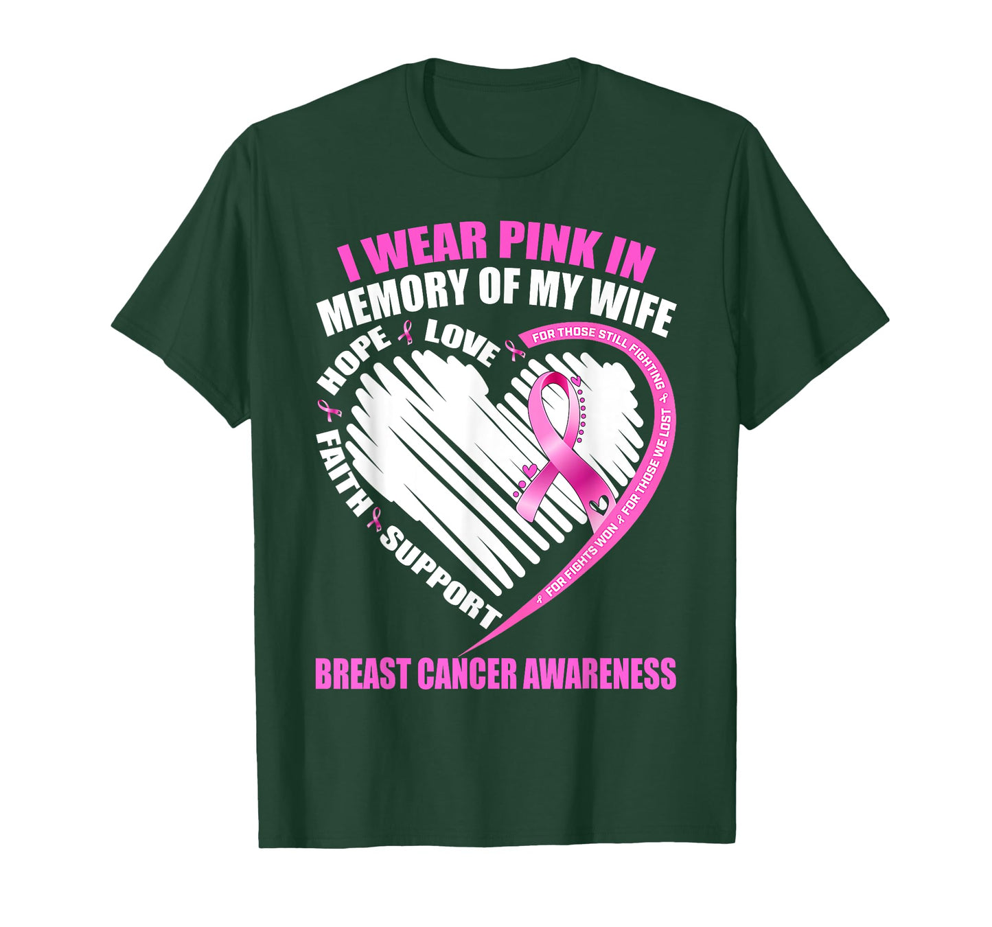 Gift I Wear Pink In Memory Of Wife Breast Cancer Awareness T-Shirt