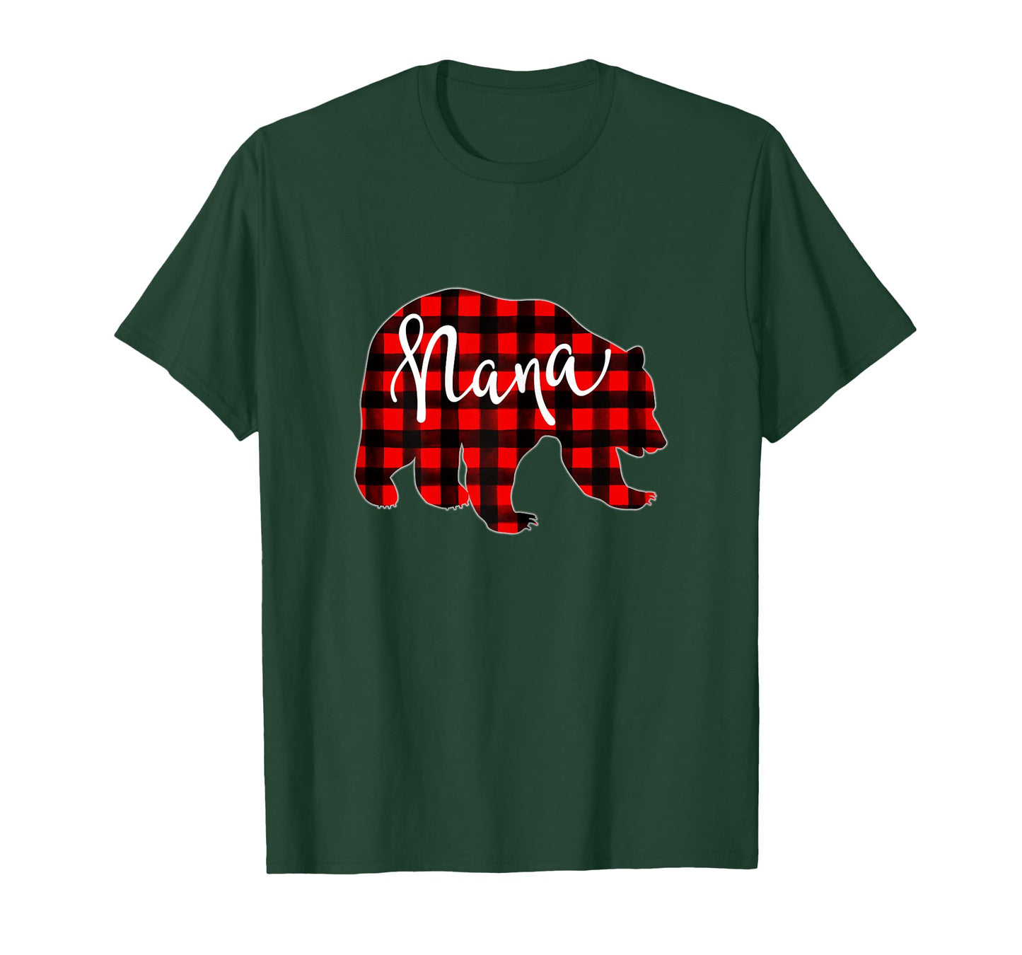 Red Plaid Nana Bear Matching Family Christmas Eve Buffalo T-Shirt