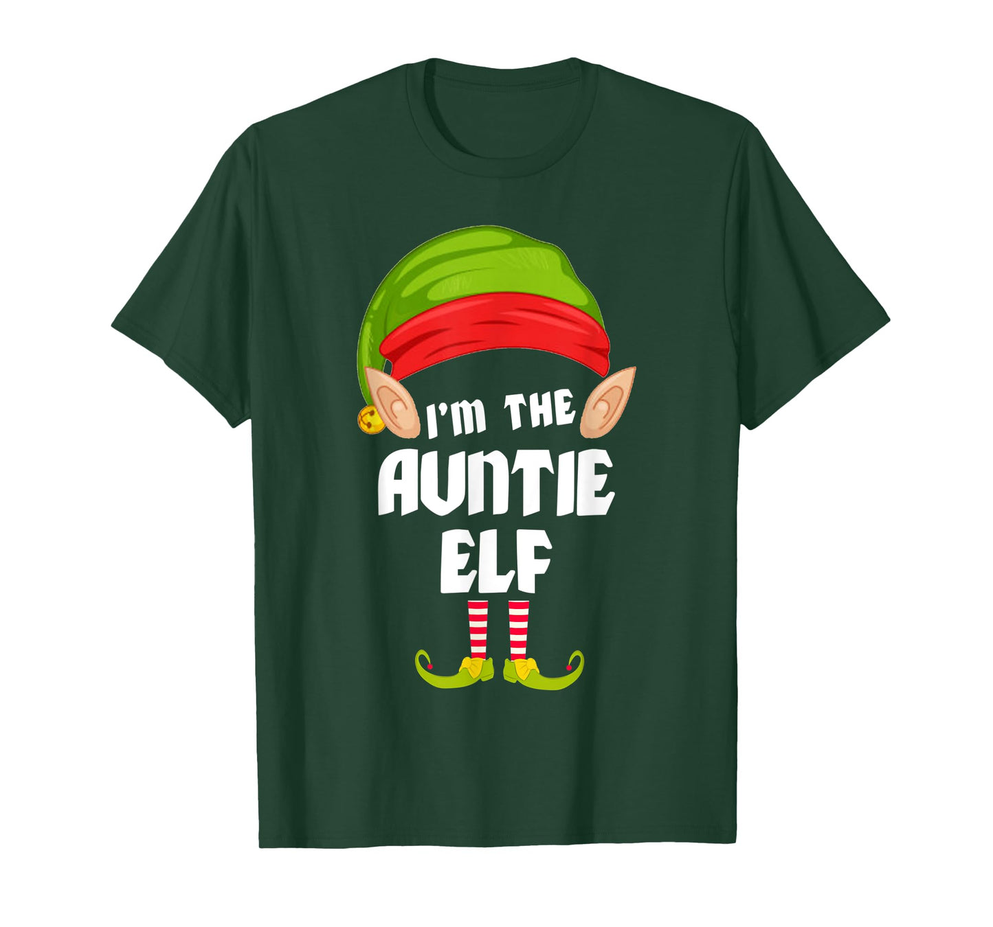 Funny Auntie Elf Matching Family Group PJ Christmas T-Shirt