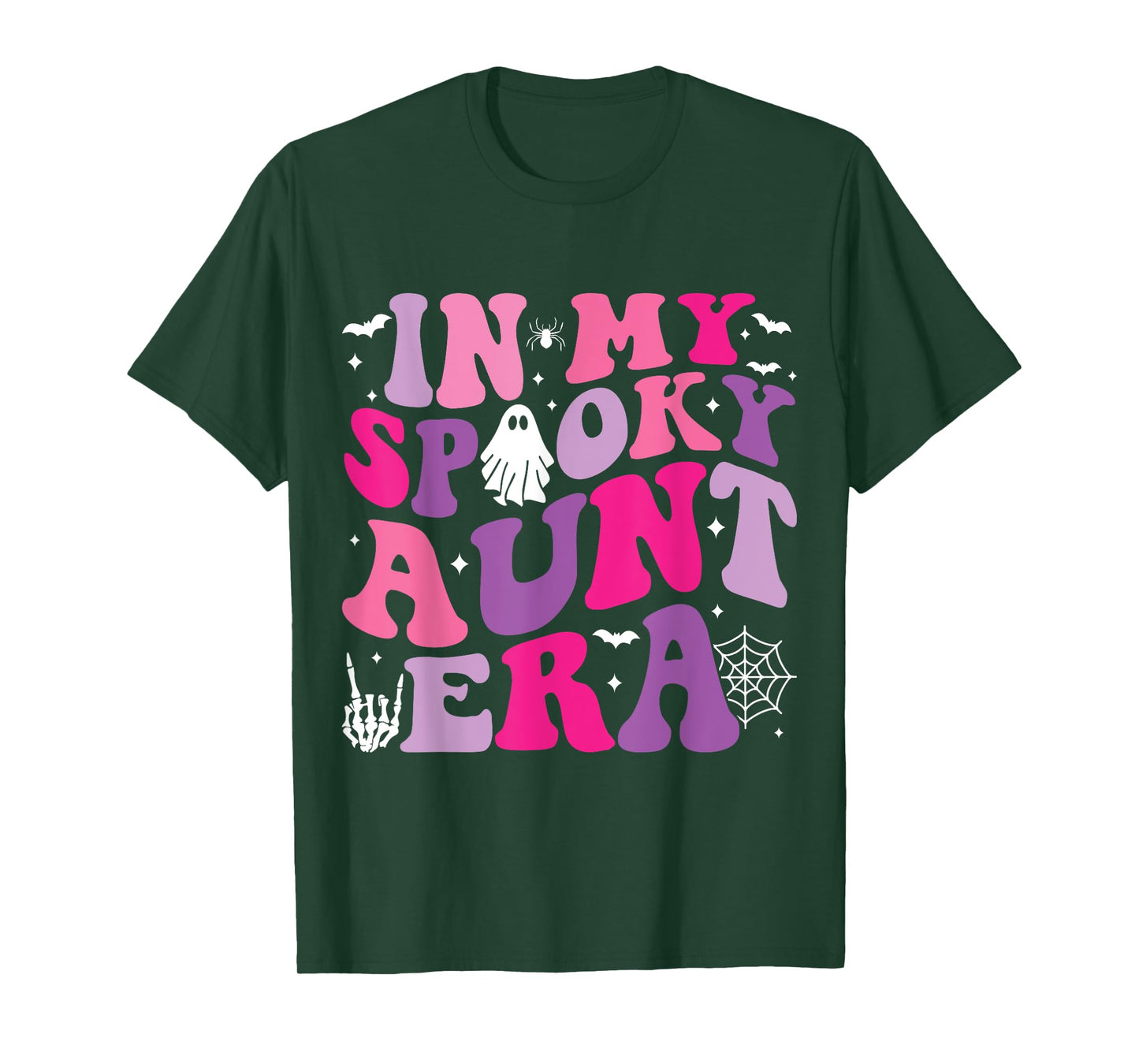 Groovy In My Spooky Aunt Era Hippie Halloween Auntie Ghost T-Shirt