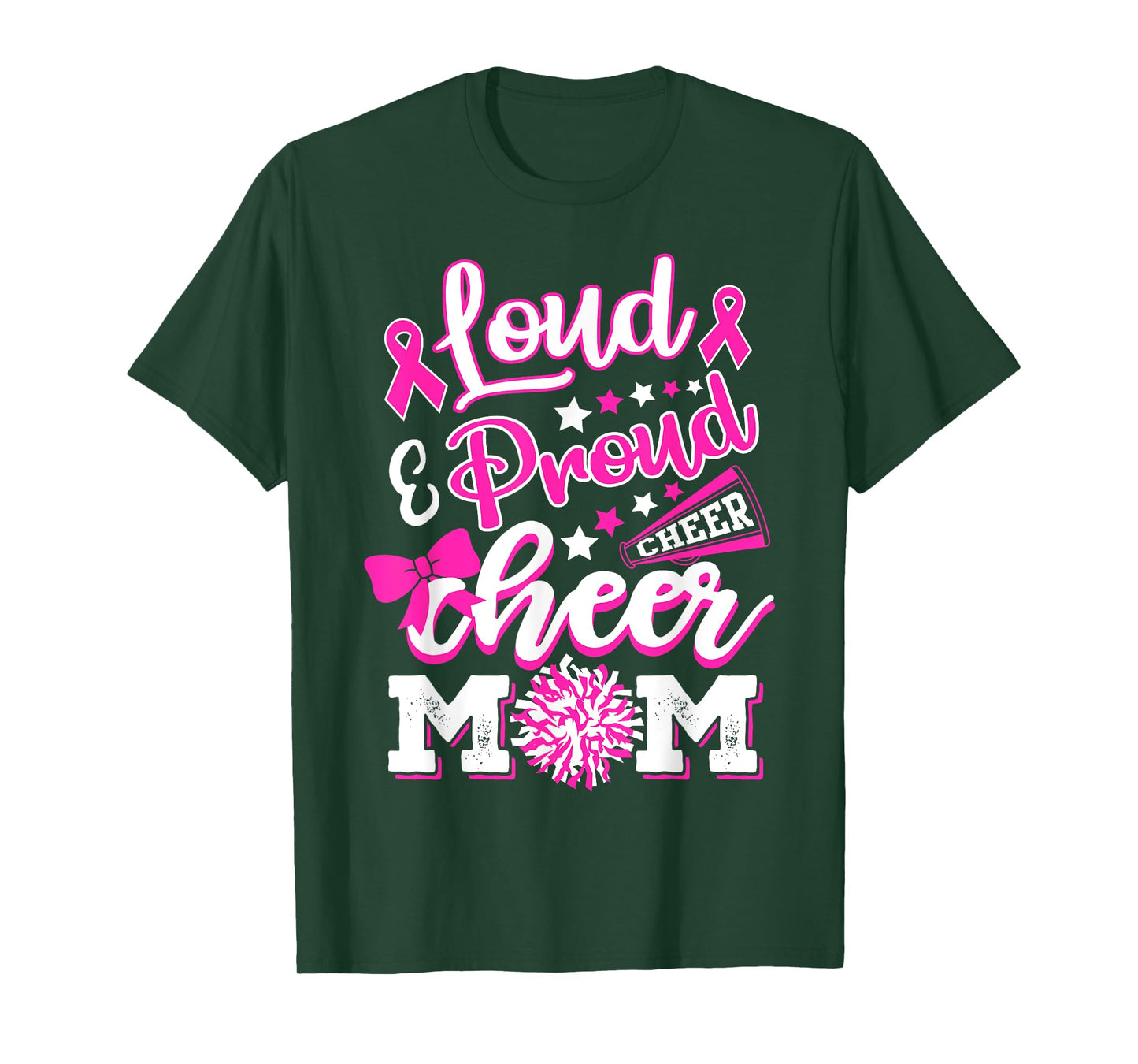 Cheer Mom Pink Month Loud & Proud Cheerleading T-Shirt