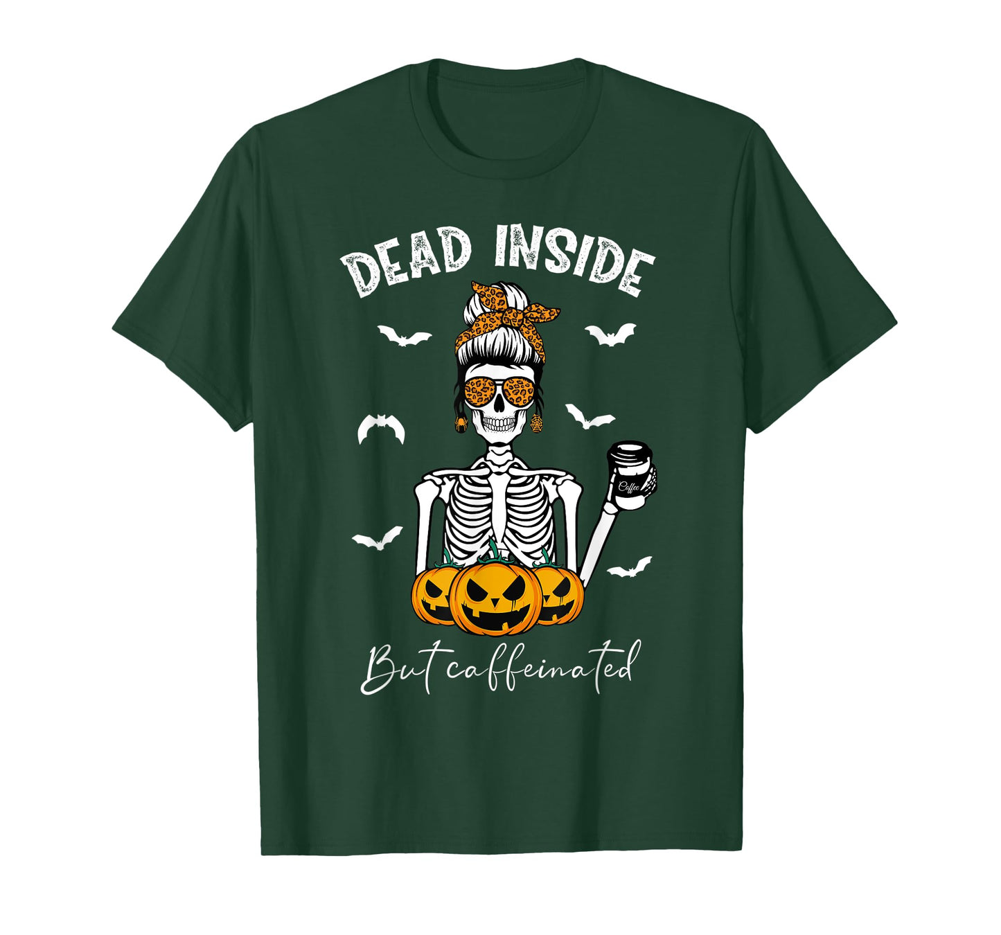 Dead Inside But Caffeinated Skeleton Mama Funny Halloween T-Shirt