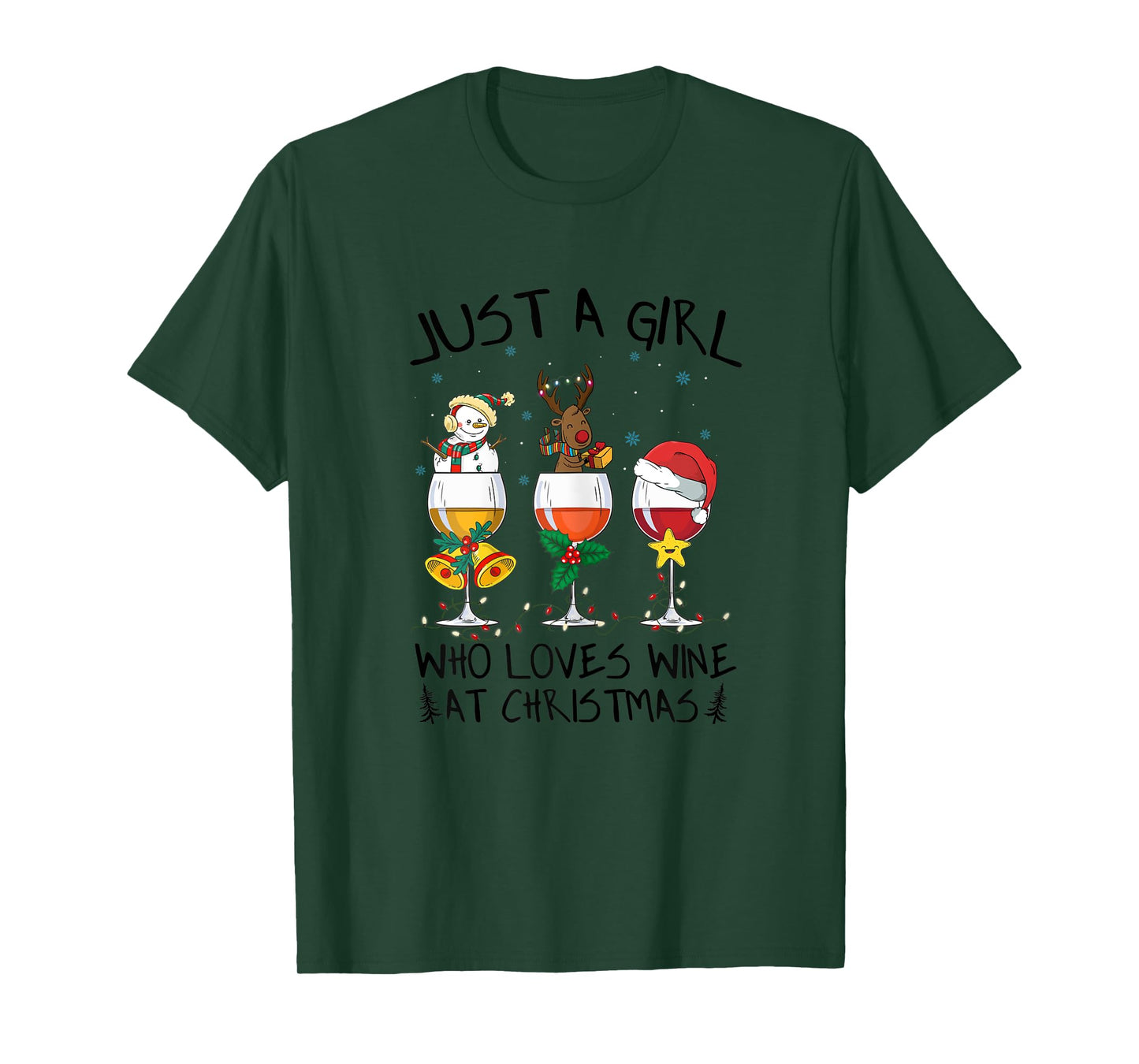 Womens Just a girl who loves Wine at Christmas Costume Xmas gifts T-Shirt