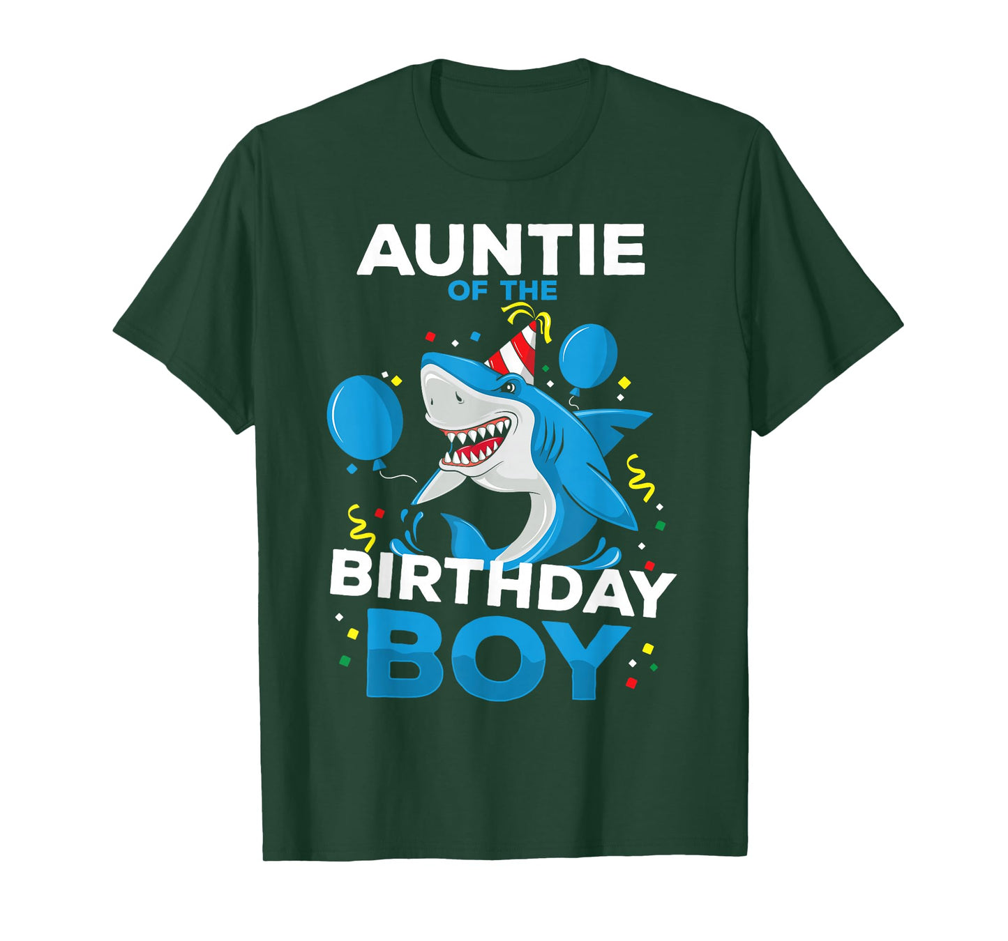 Auntie of The Birthday Boy Shark Ocean Theme Matching Family T-Shirt