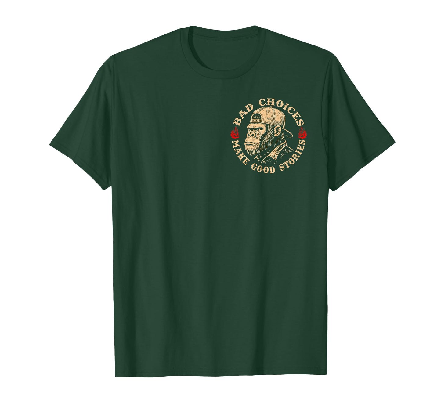 (2 Sided) Bad Choices Make Good Stories Funny Monkey T-Shirt
