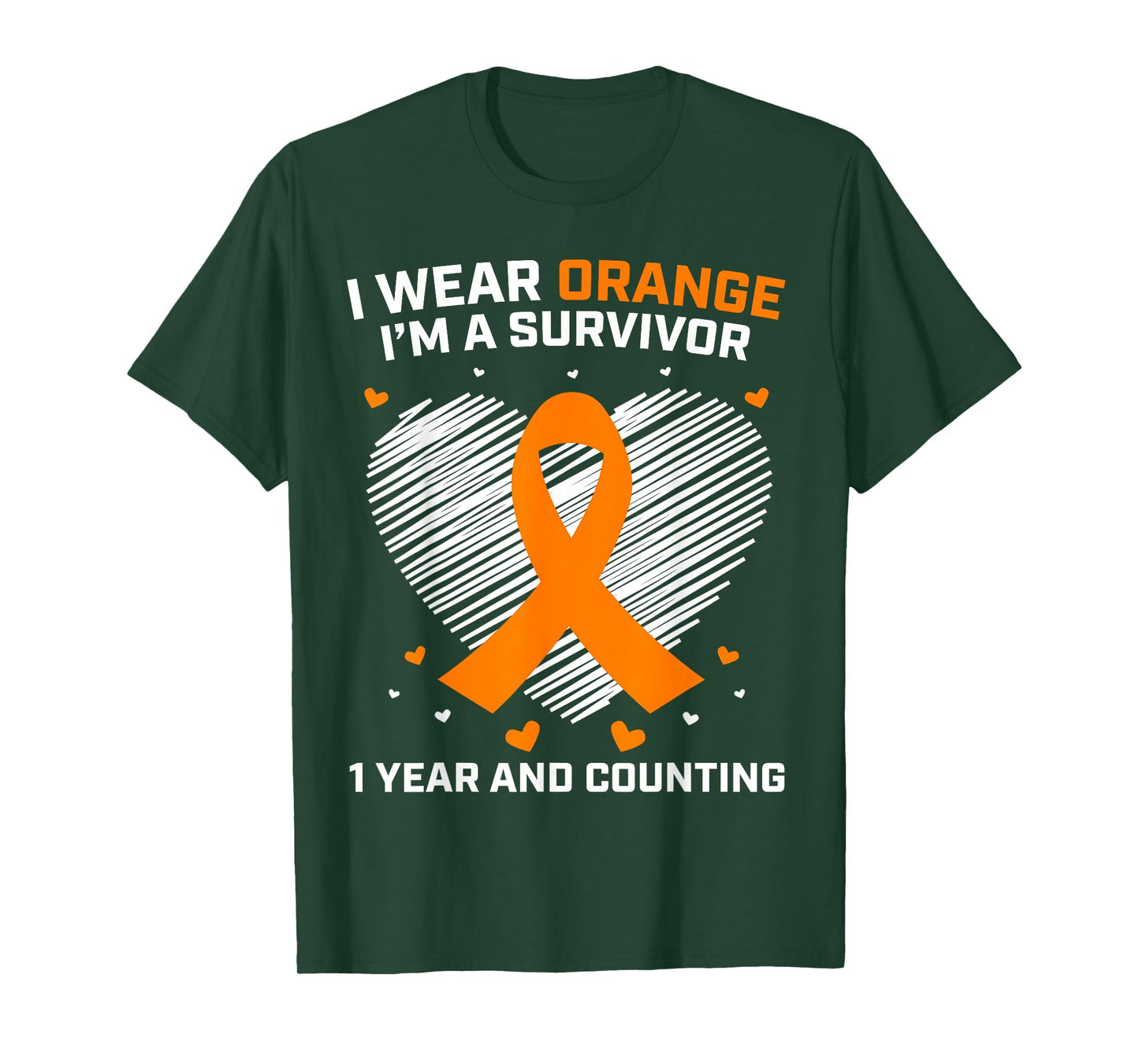 1 Year Cancer Free Leukemia Survivor Gifts Orange Awareness T-Shirt