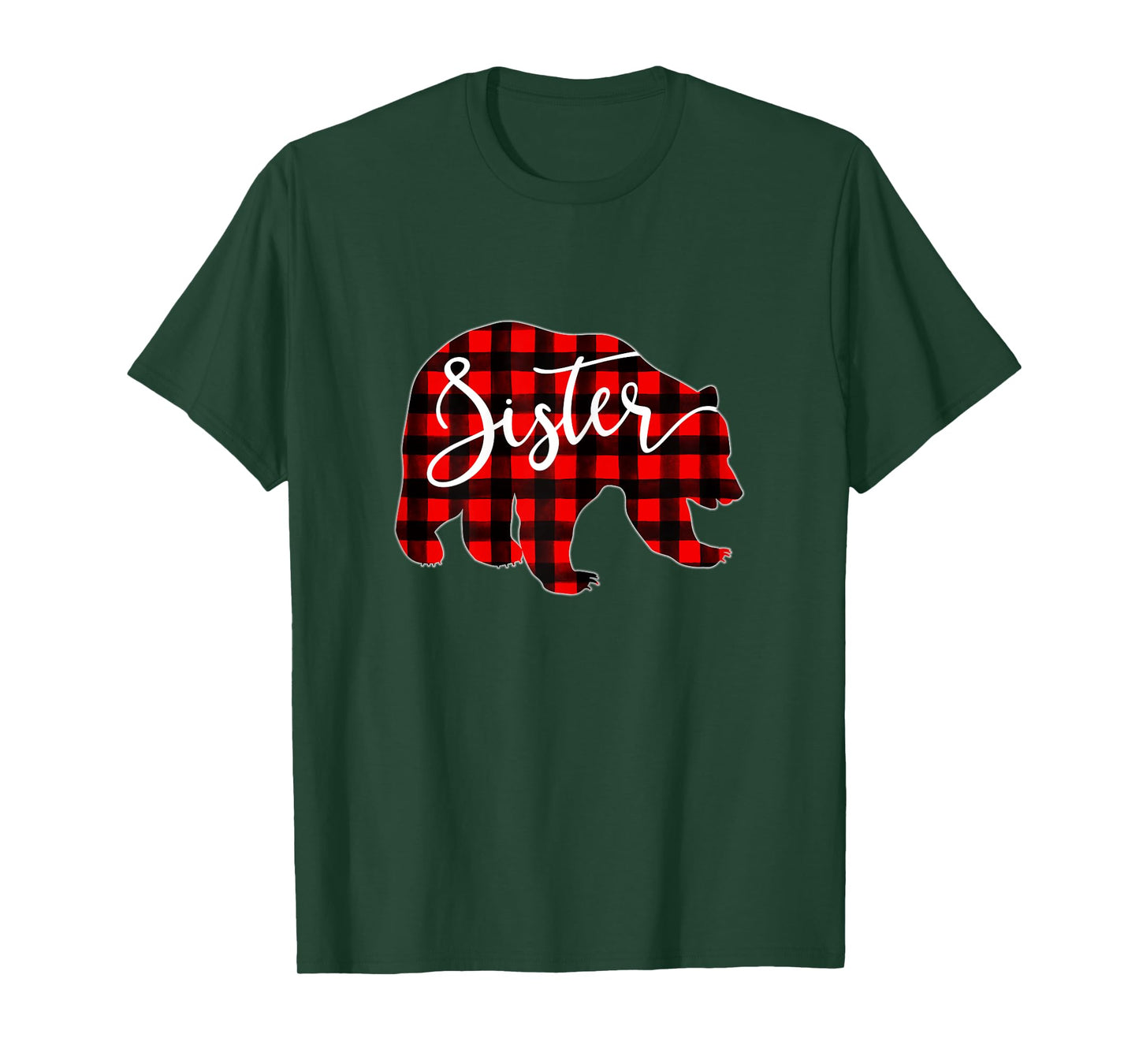 Red Plaid Sister Bear Matching Family Christmas Eve Buffalo T-Shirt