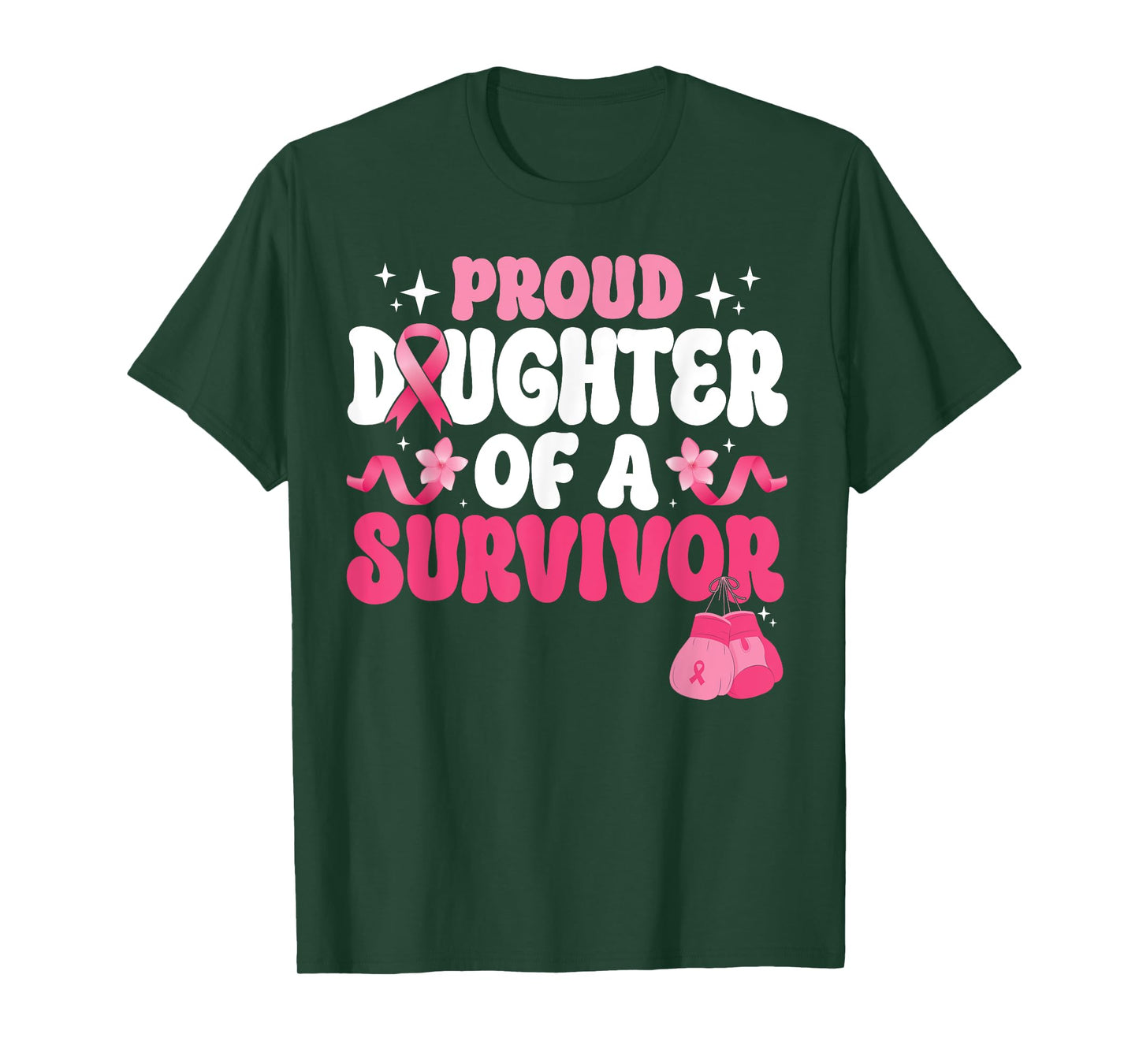 Groovy Proud Daughter Of Survivor Breast Cancer Awareness T-Shirt