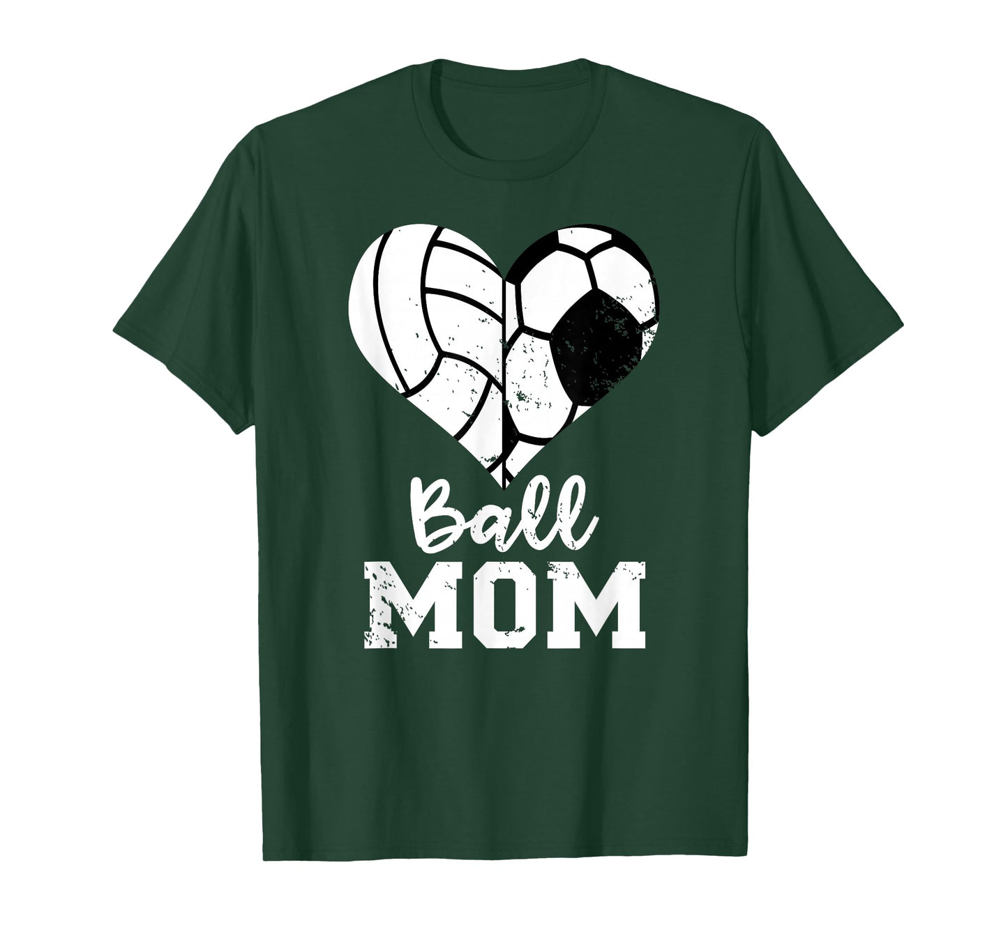 Ball Mom Heart Funny Soccer Volleyball Mom T-Shirt