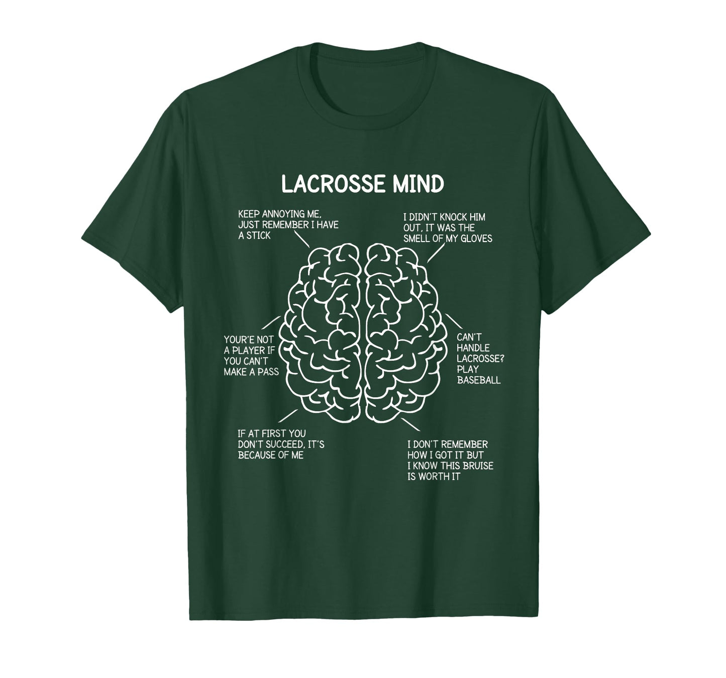 Lacrosse Player Think Sayings Brain Funny Christmas Gift T-Shirt