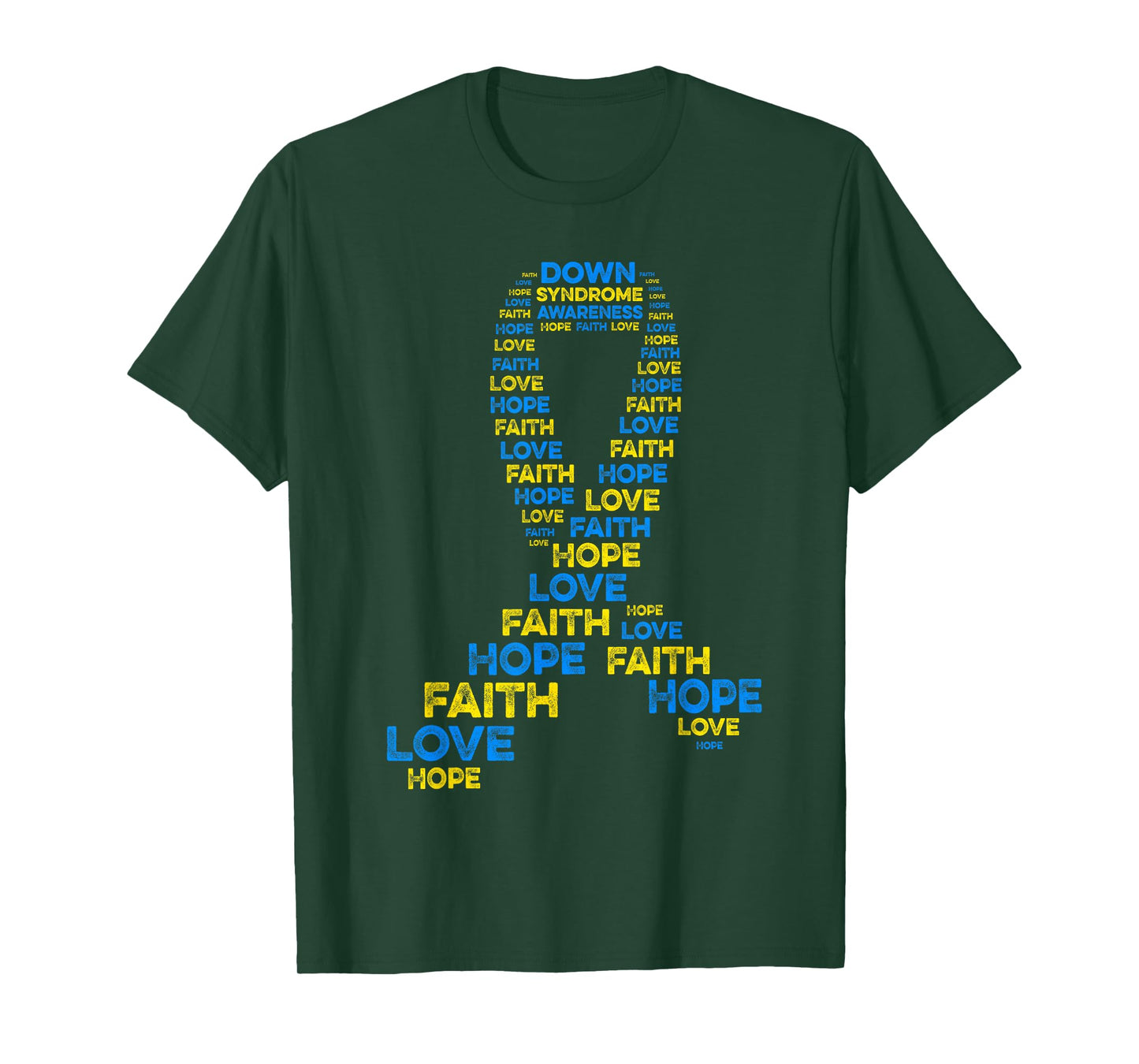 Down Syndrome Awareness Hope Faith Love Teal Ribbon Mom T-Shirt