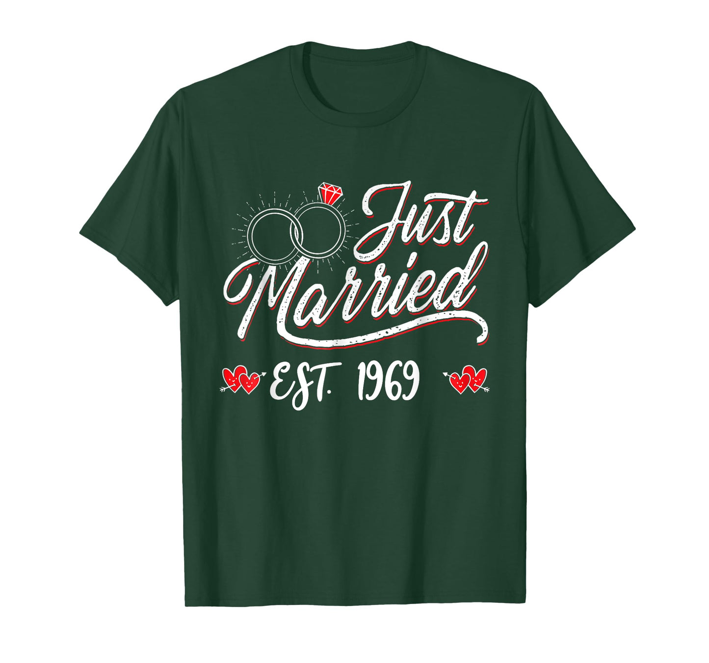 Just Married EST 1969 Husband Wife 56th Wedding Anniversary T-Shirt