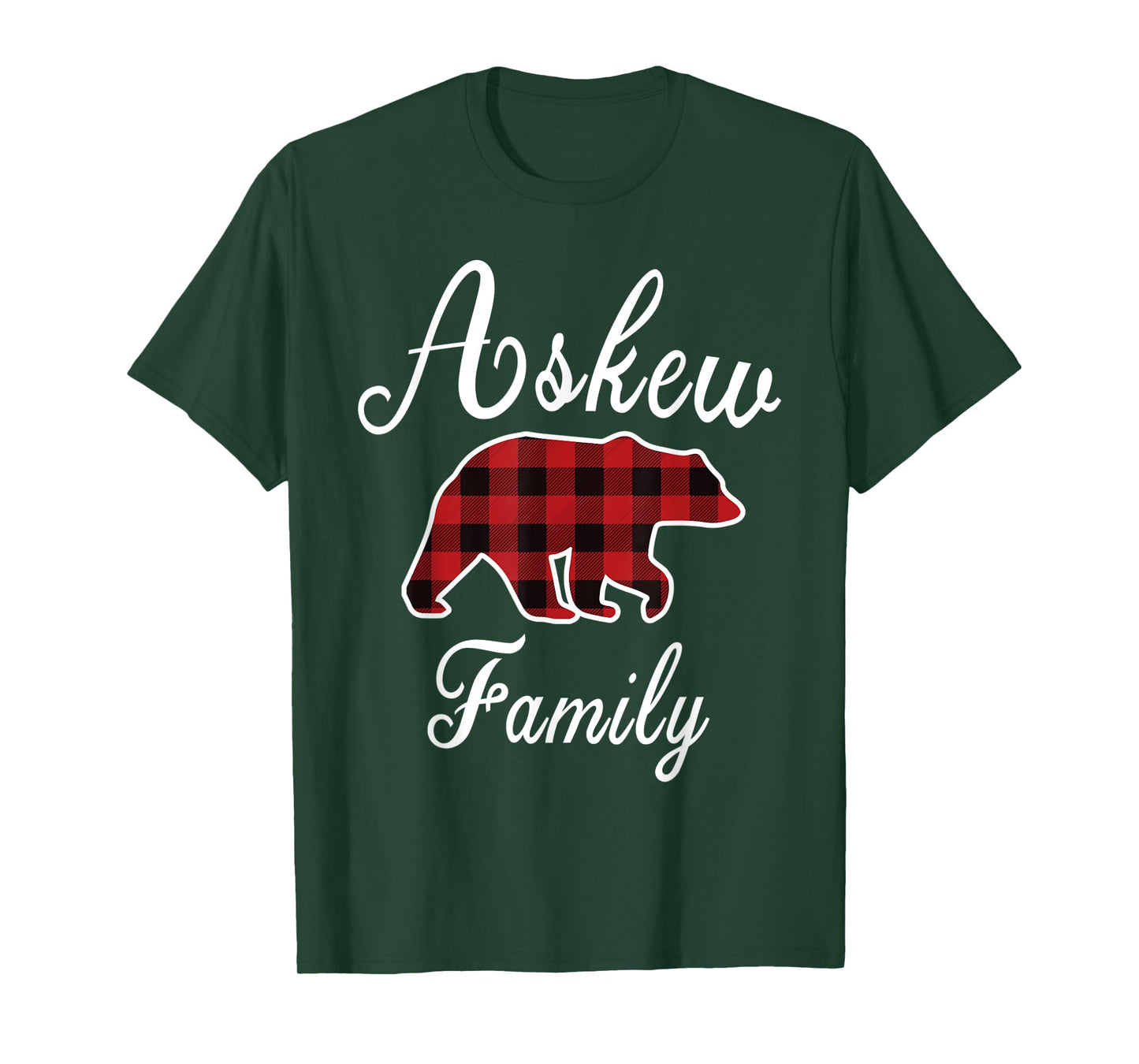 ASKEW Family Bear Red Plaid Christmas Pajama Men Women Gift T-Shirt