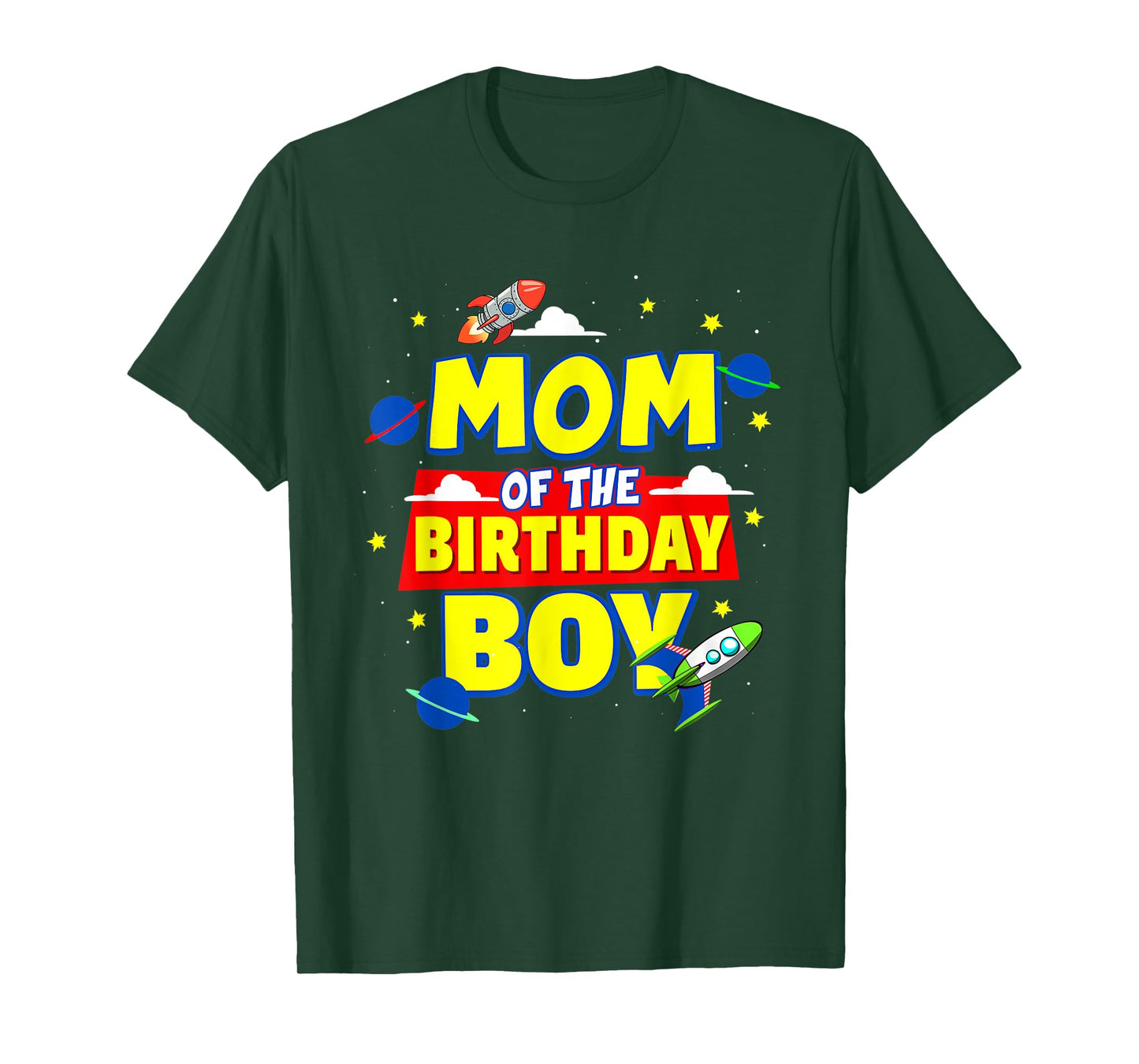 Mom Of The Birthday Astronaut Boy Outer Space Theme Party T-Shirt