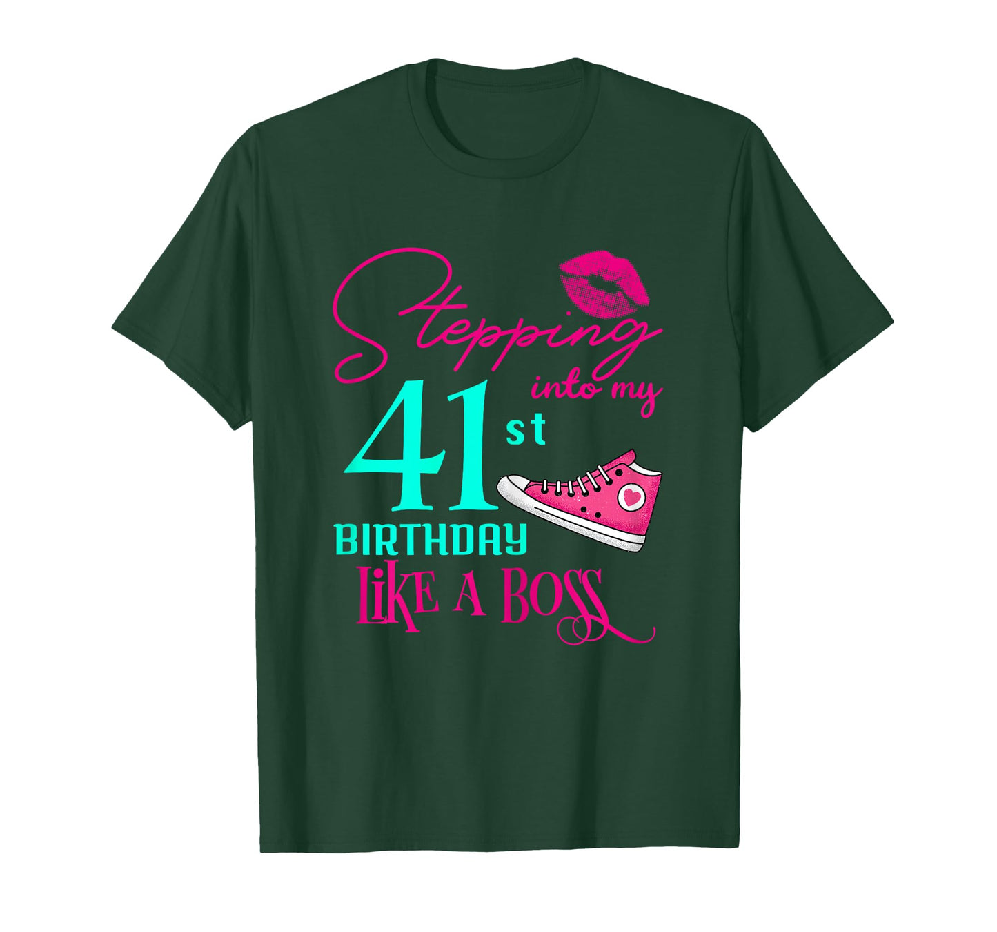41st Birthday Like A Boss Funny Step Pink 41 Bday Women Gift T-Shirt