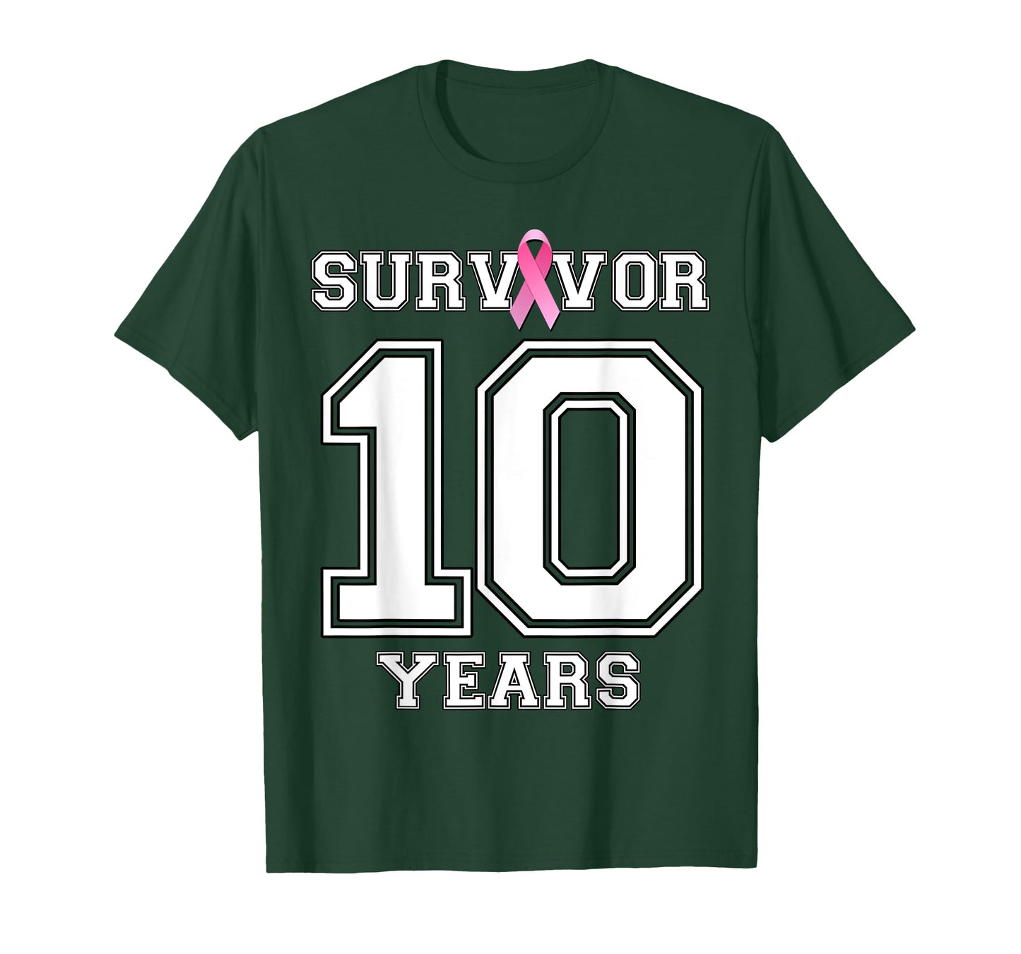 10 Years Breast Cancer Survivor Gifts For Women Pink Ribbon T-Shirt